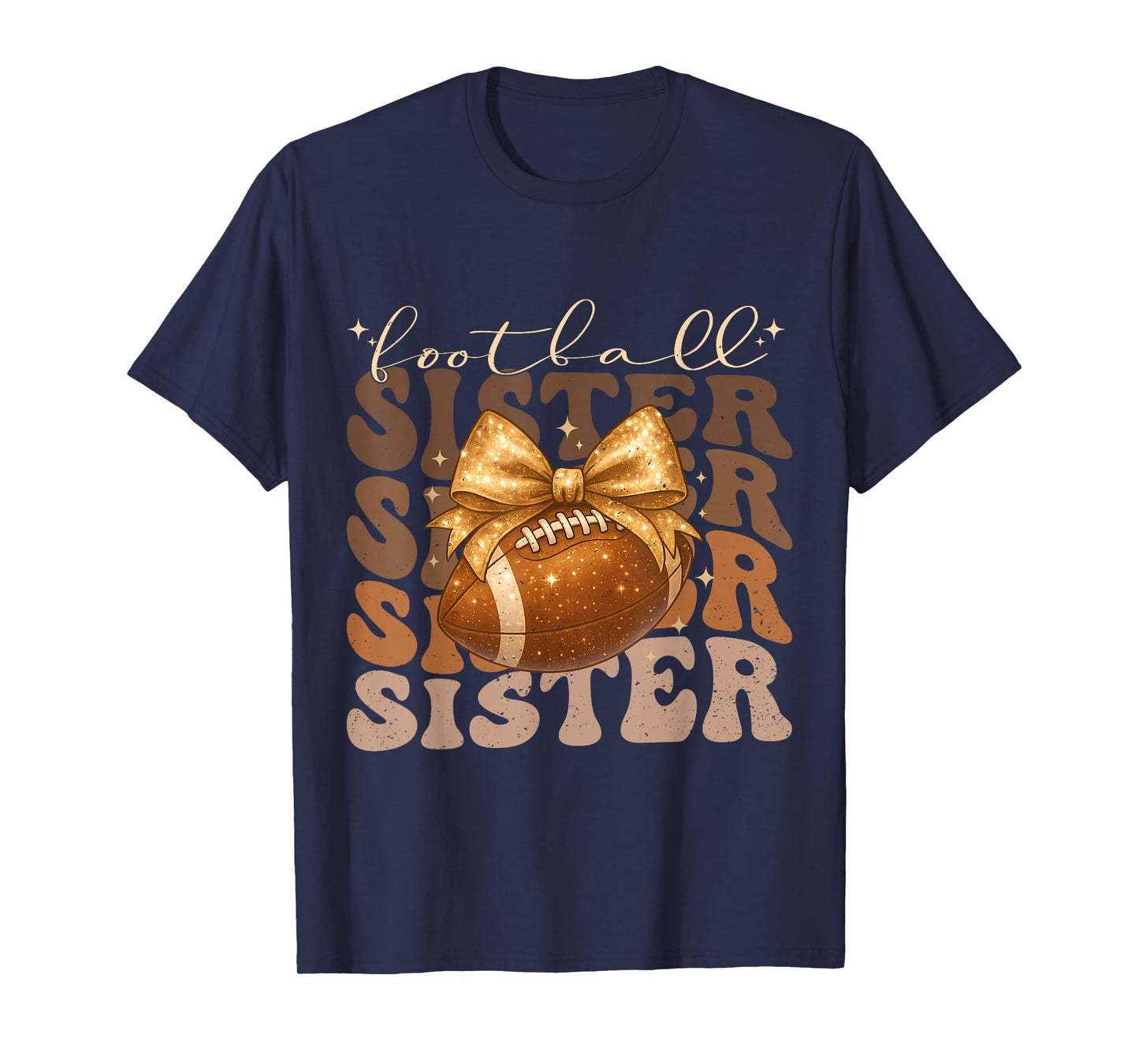 Retro Cute Groovy Coquette Bow for Birthday Football Sister T-Shirt