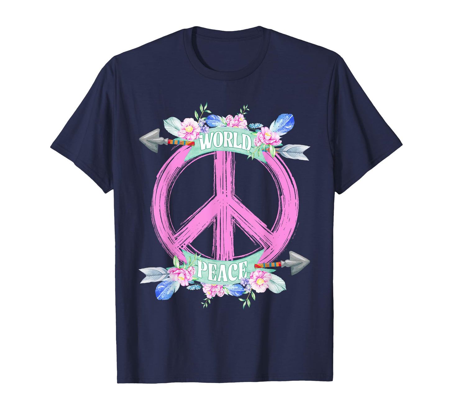 World Peace Day Peace Sign Floral International Day of Peace T-Shirt