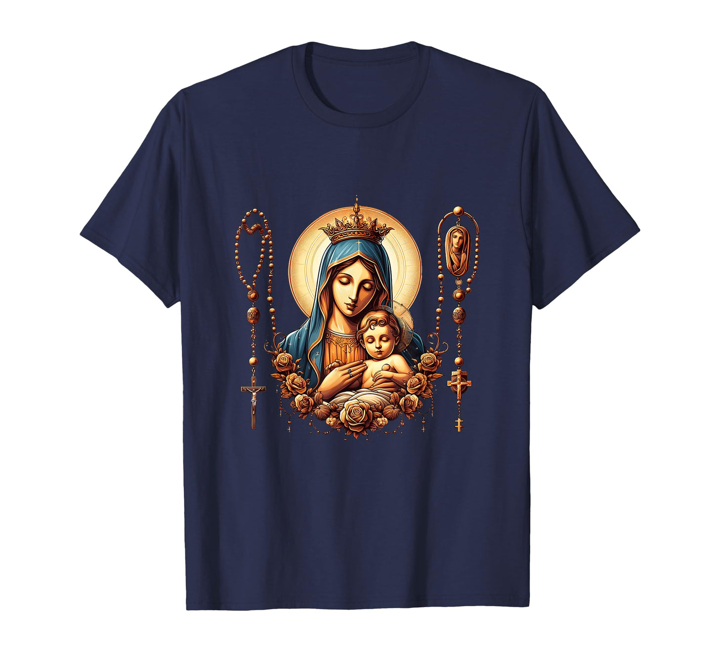 Holy Rosary Virgin Mary Baby Jesus Catholic Rosary Mysteries T-Shirt