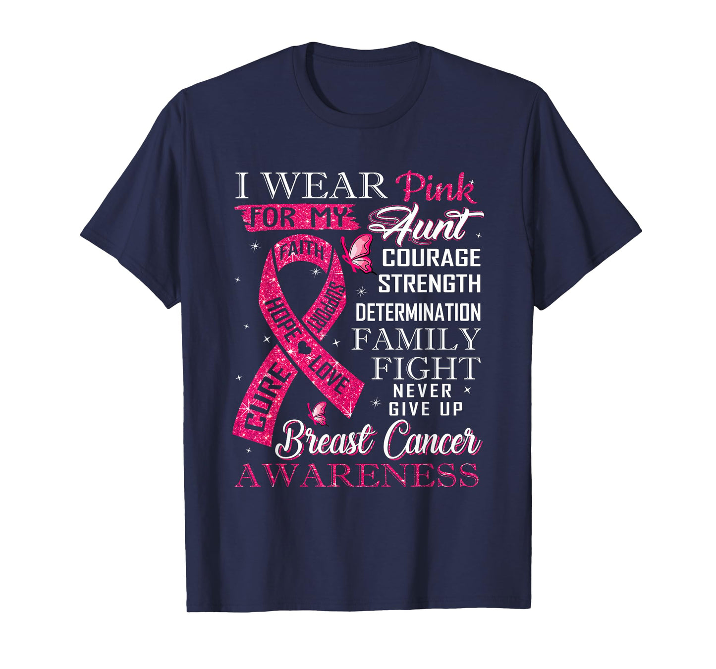 I Wear Pink for My Aunt Breast Cancer Warrior Support Squad T-Shirt