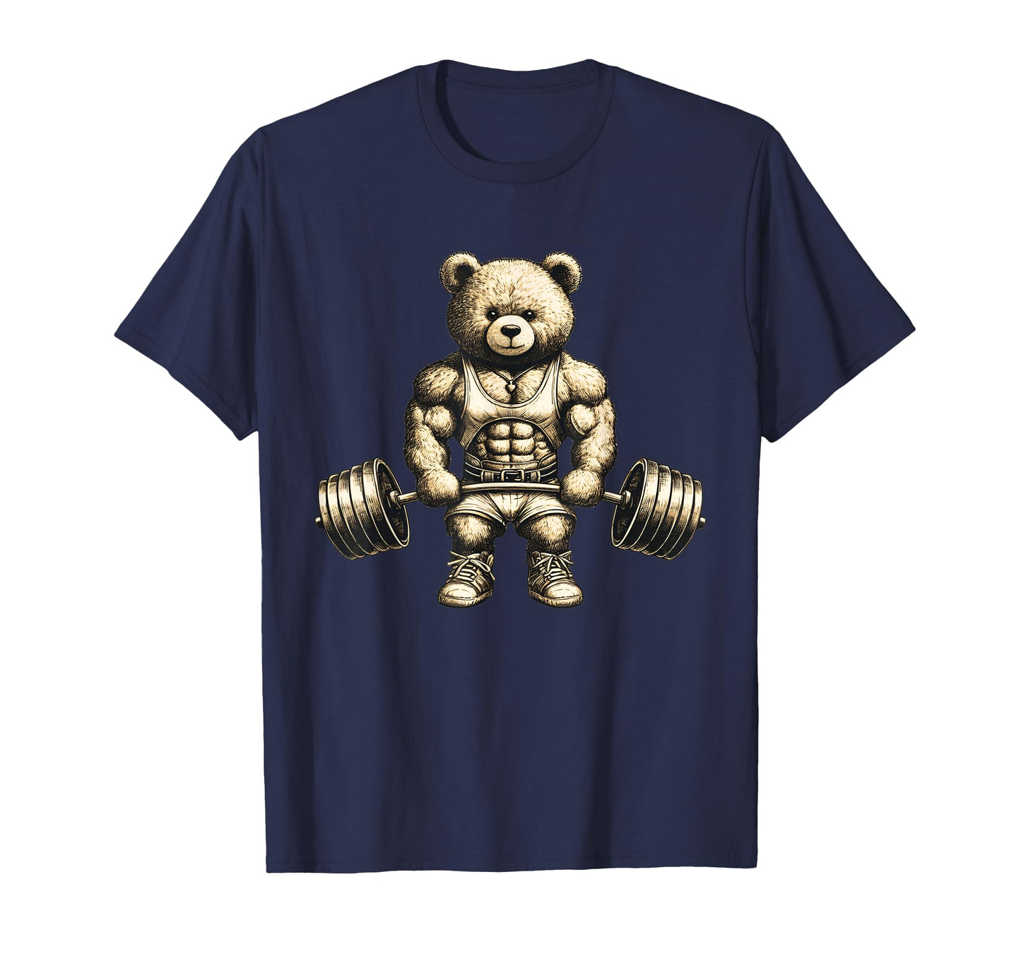 Funny Teddy Bear Lifting Weights Gym Workout Animal Shirts T-Shirt