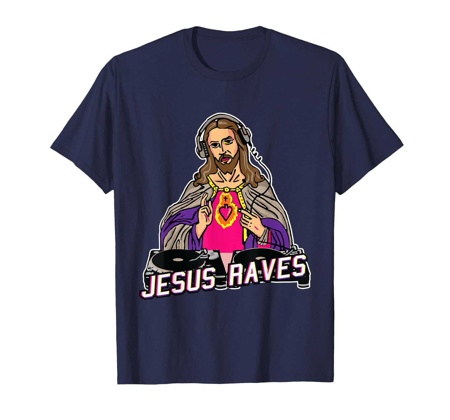 Jesus Raves Christmas EDM Music X-Mas Party Christian DJ T-Shirt