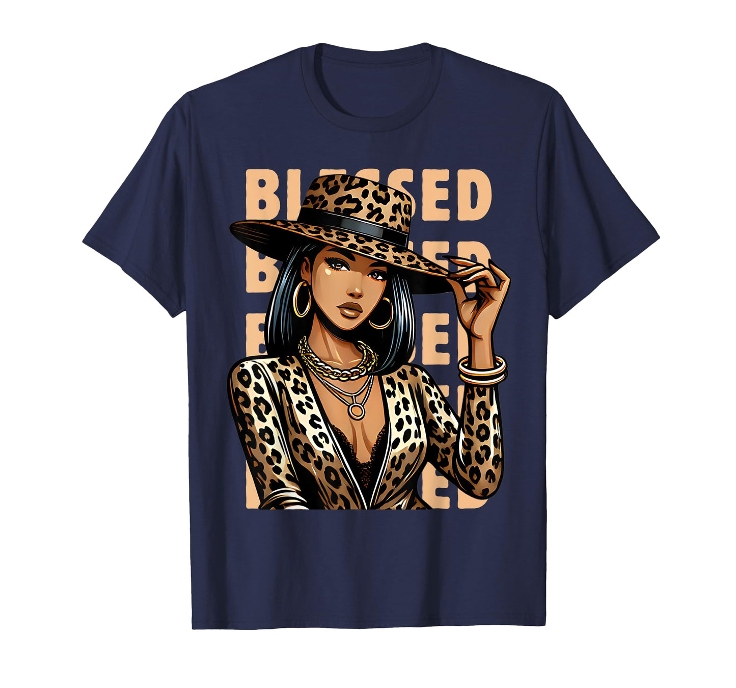 Blessed Black Cowgirl Leopard Western Swag African Christian T-Shirt