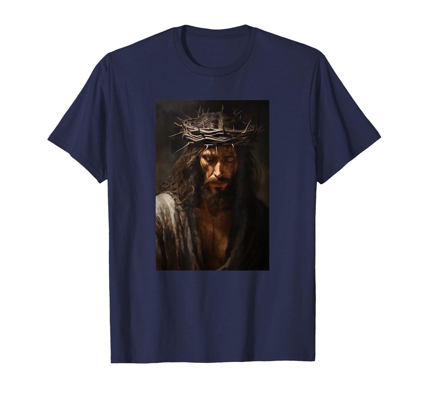 Vintage Jesus Christ Wearing Crown Of Thorns In Prayer T-Shirt