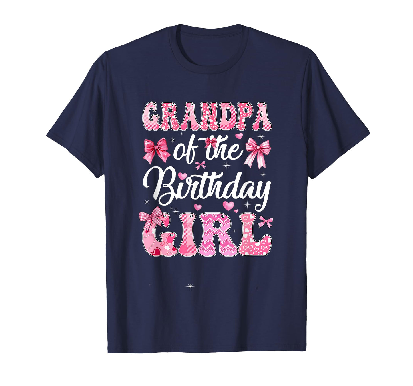 Grandpa Of The Birthday Girl Family Pink Coquette Bow T-Shirt