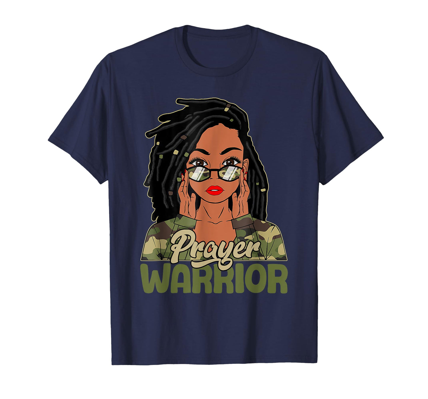 Praying Black Woman Afro Christian Sayings Prayer Warrior T-Shirt