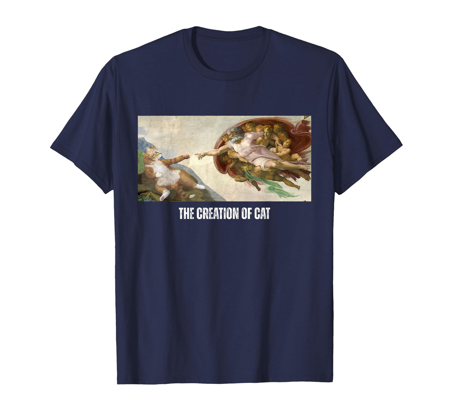 Funny Cat God Creation of Adam Art Michelangelo Jesus Art T-Shirt