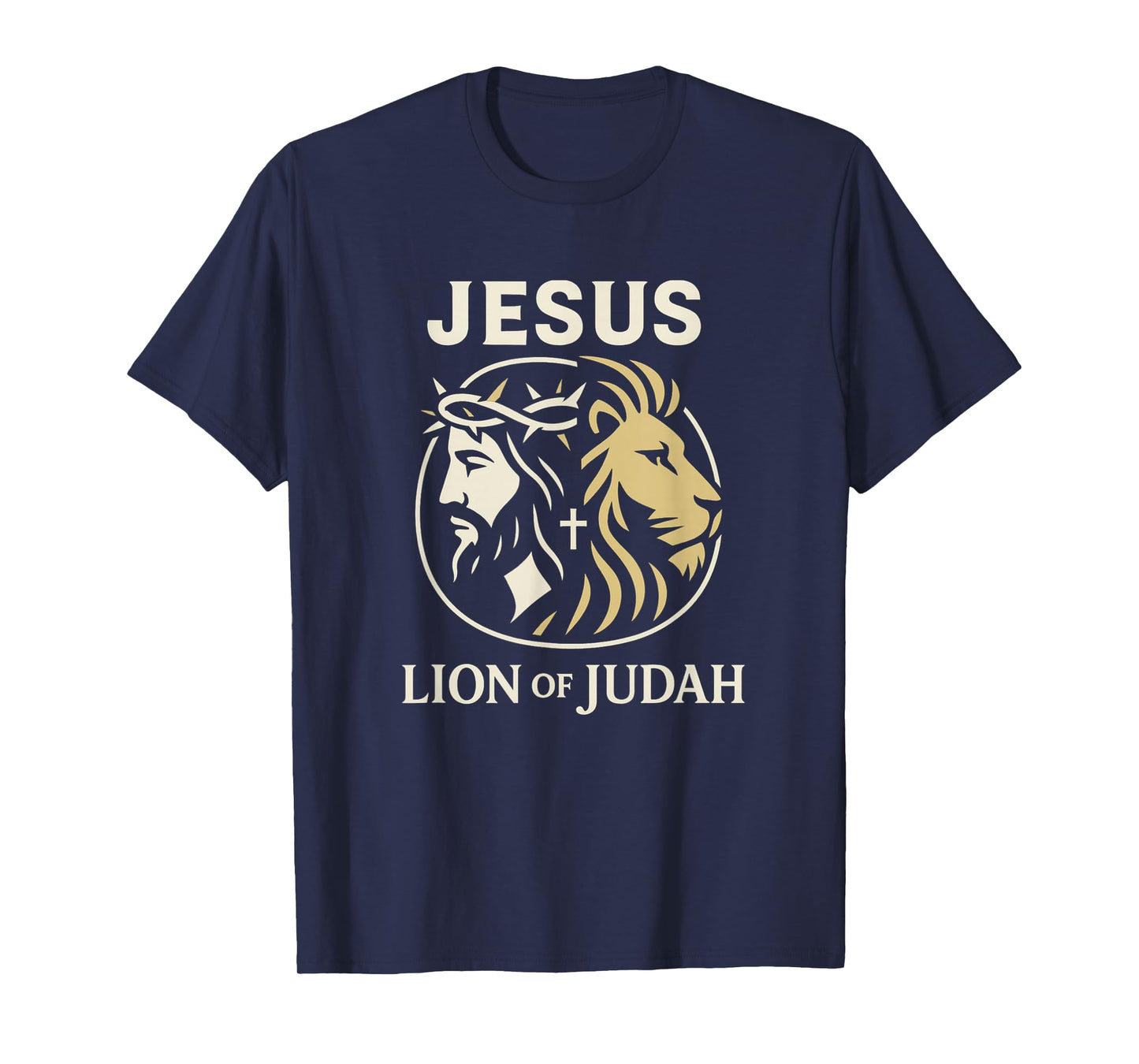 Jesus Lion of Judah Cross Emblem Christian Faith - Religious T-Shirt