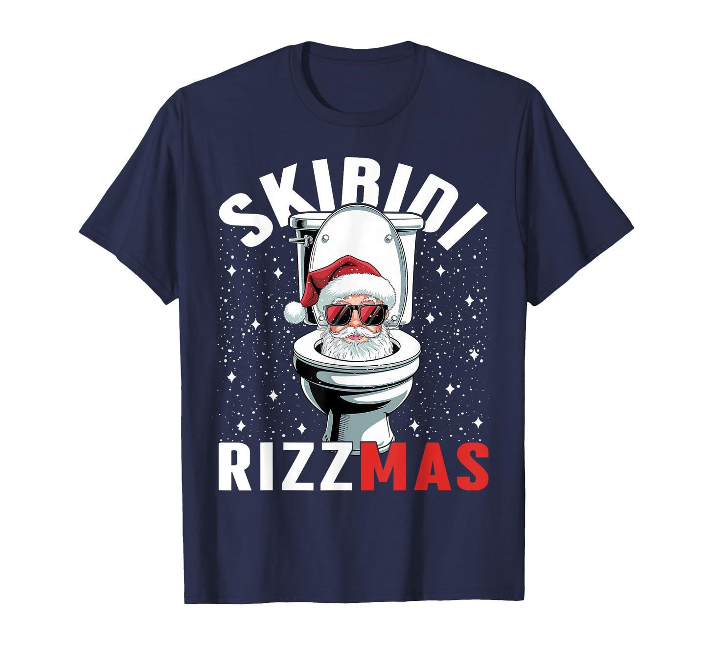 Funny Toilet Santa Skibidi Rizzmas White Elephant Christmas T-Shirt