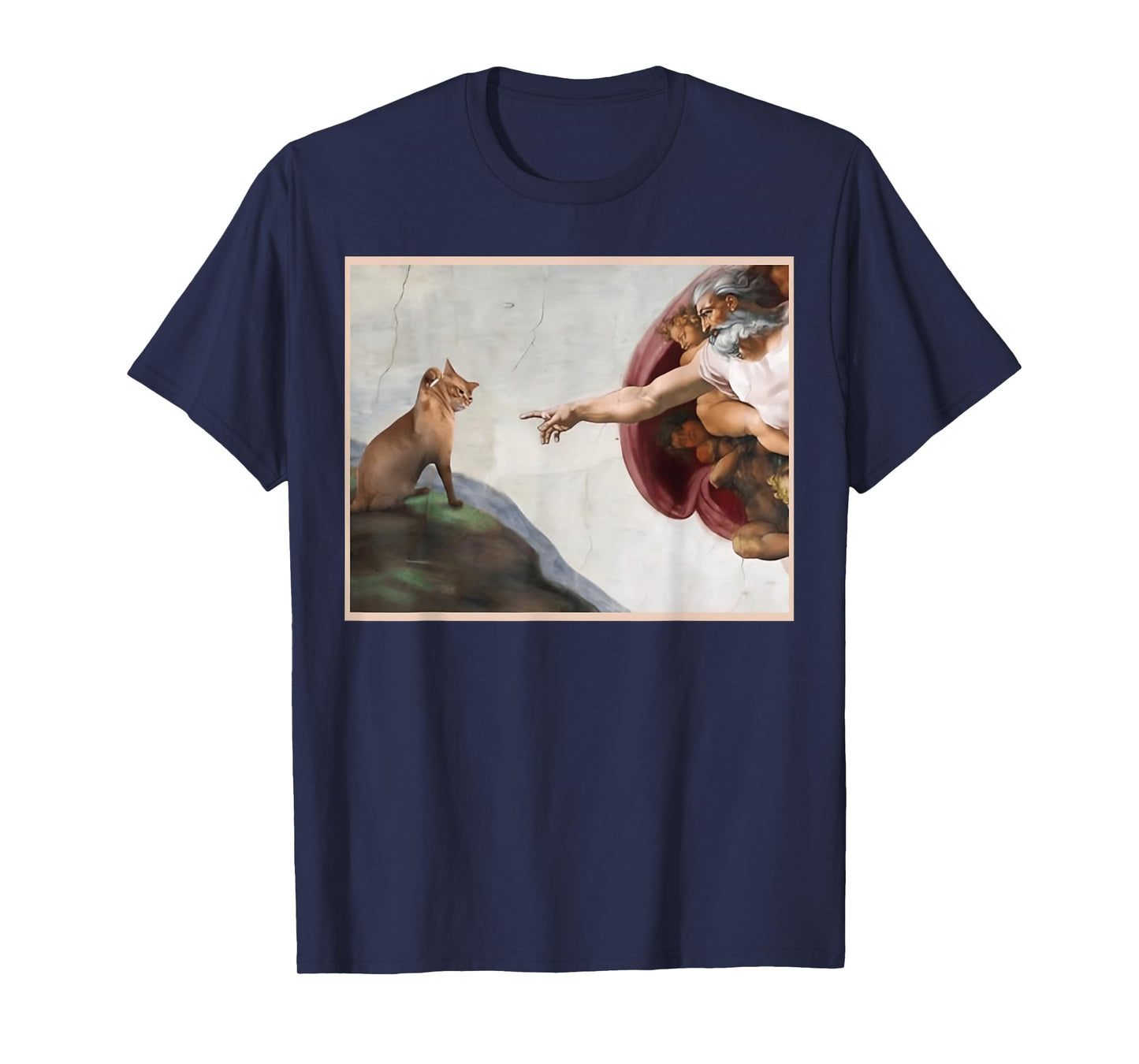 Cat God Creation of Adam Meme Funny Memes Internet Memes Men T-Shirt