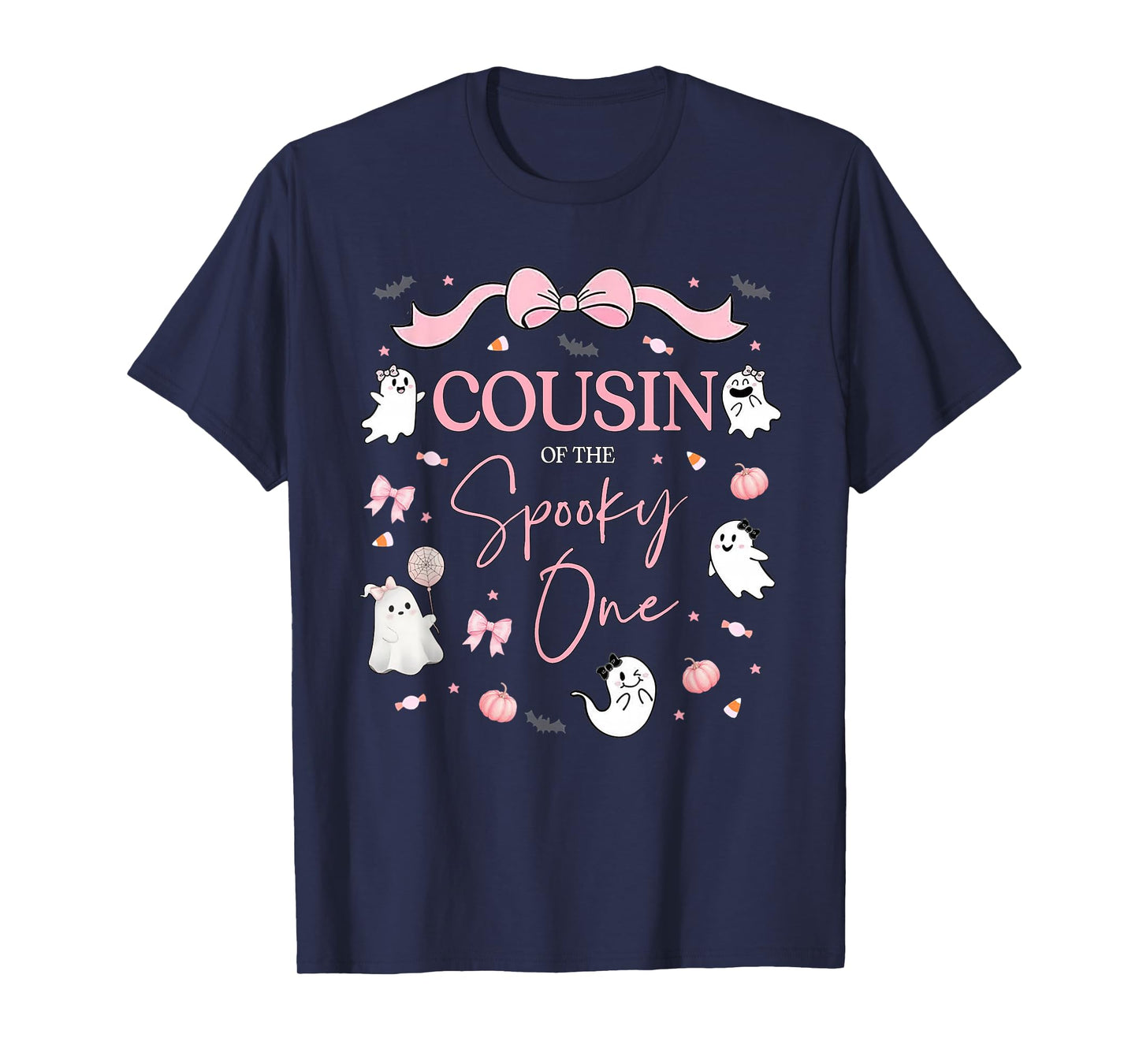 Cousin of The Spooky One Birthday Girl Pink Bow Halloween T-Shirt