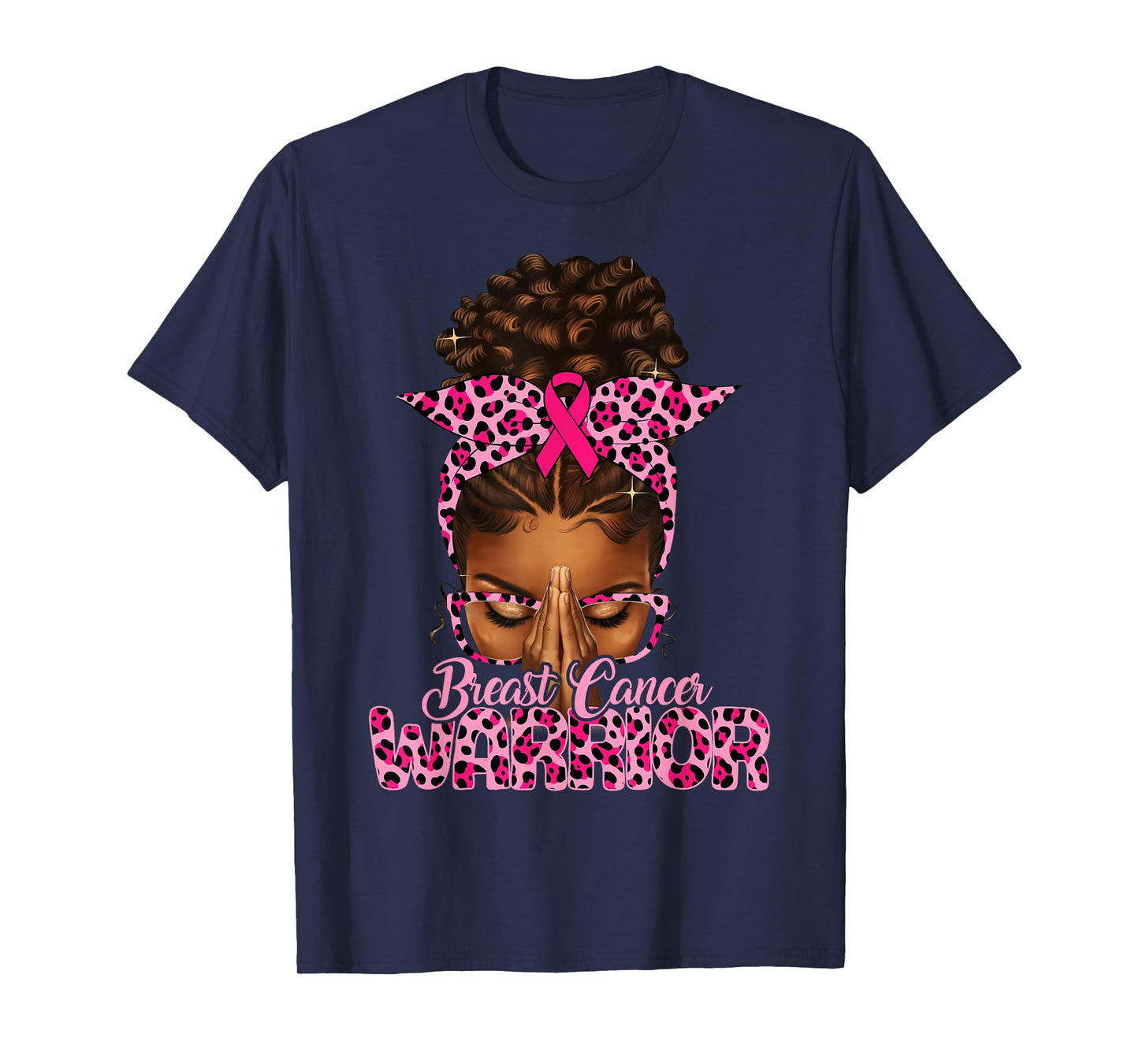 Breast Cancer Warrior Praying Black Women Afro Christian T-Shirt