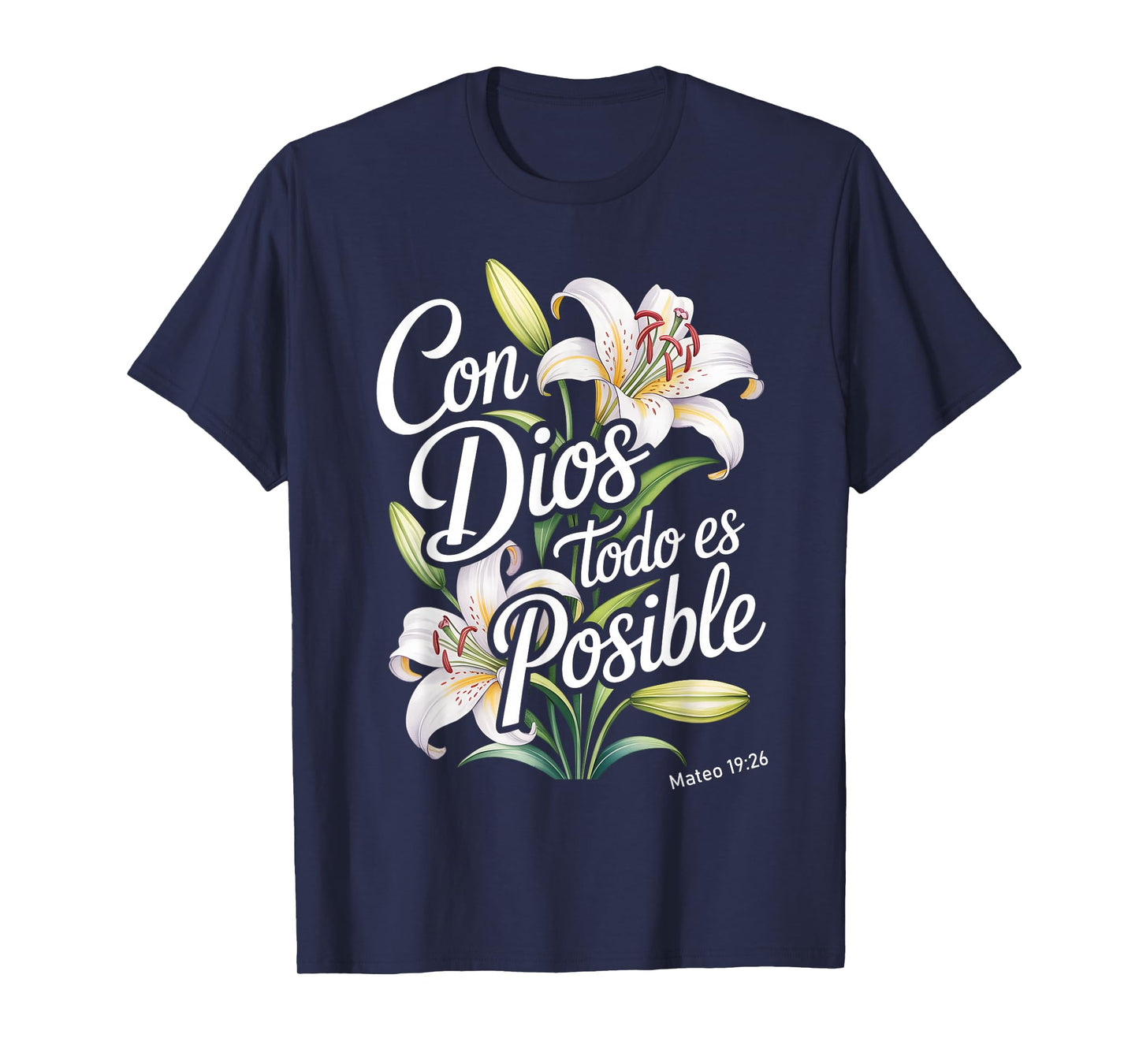 Con Dios Todo ES Posible Shirt Christian Spanish for Womens T-Shirt