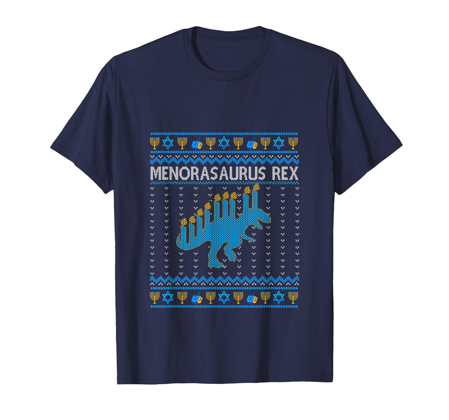 Menorasaurus Rex Trex Menorah Ugly Hanukkah tee Funny christ T-Shirt