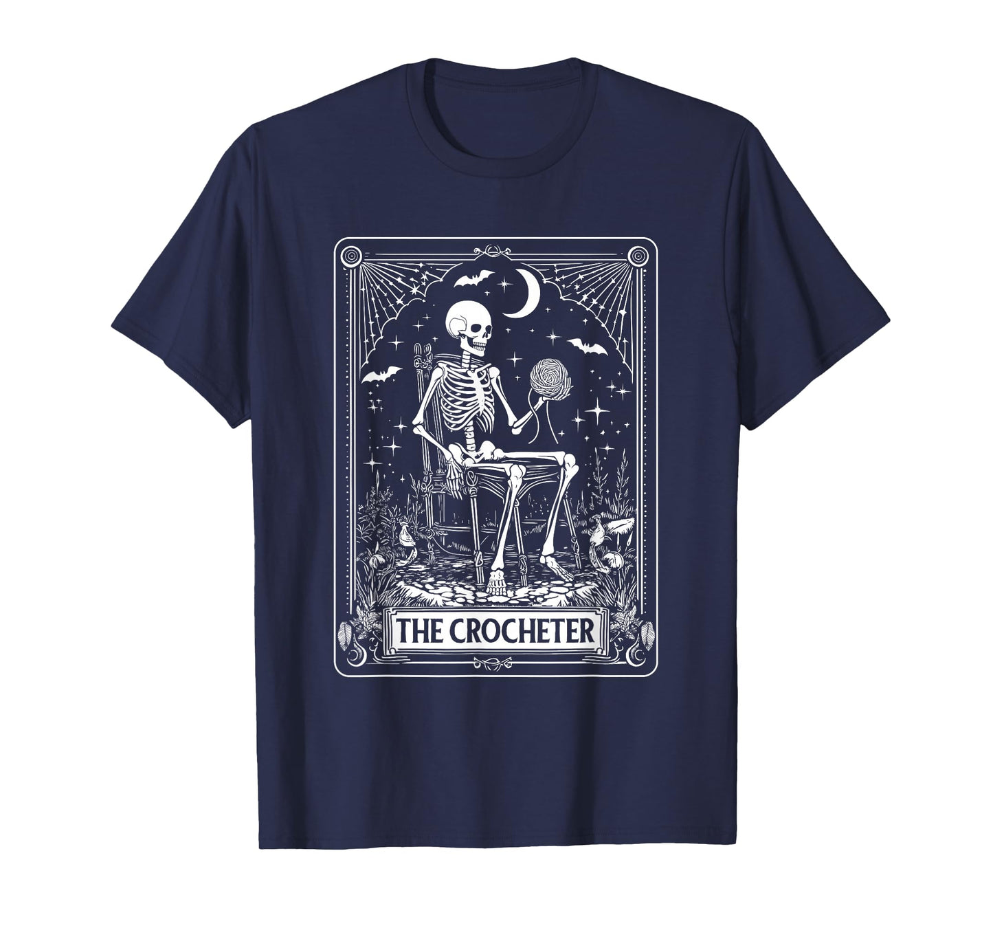Skeleton The Crocheter Tarot Card Knitter Crochet Lover T-Shirt