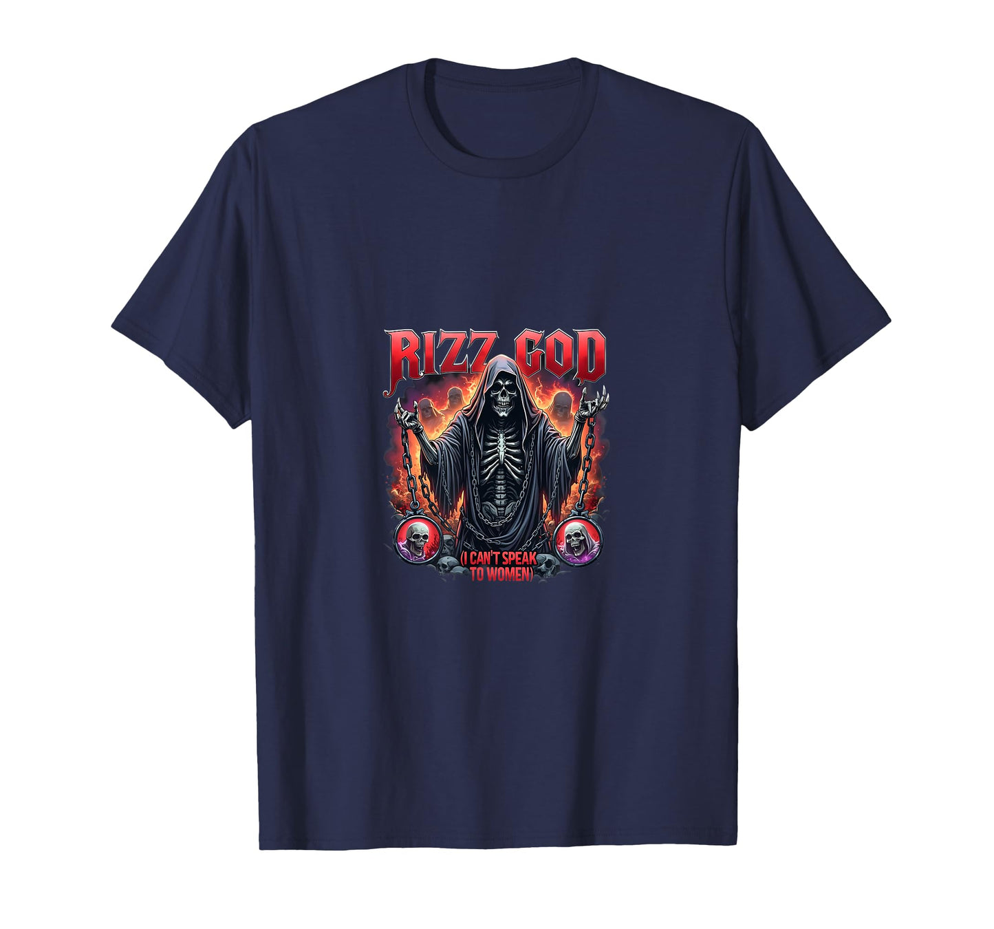 Funny Rizz God Meme Skeleton Gothic Style T-Shirt