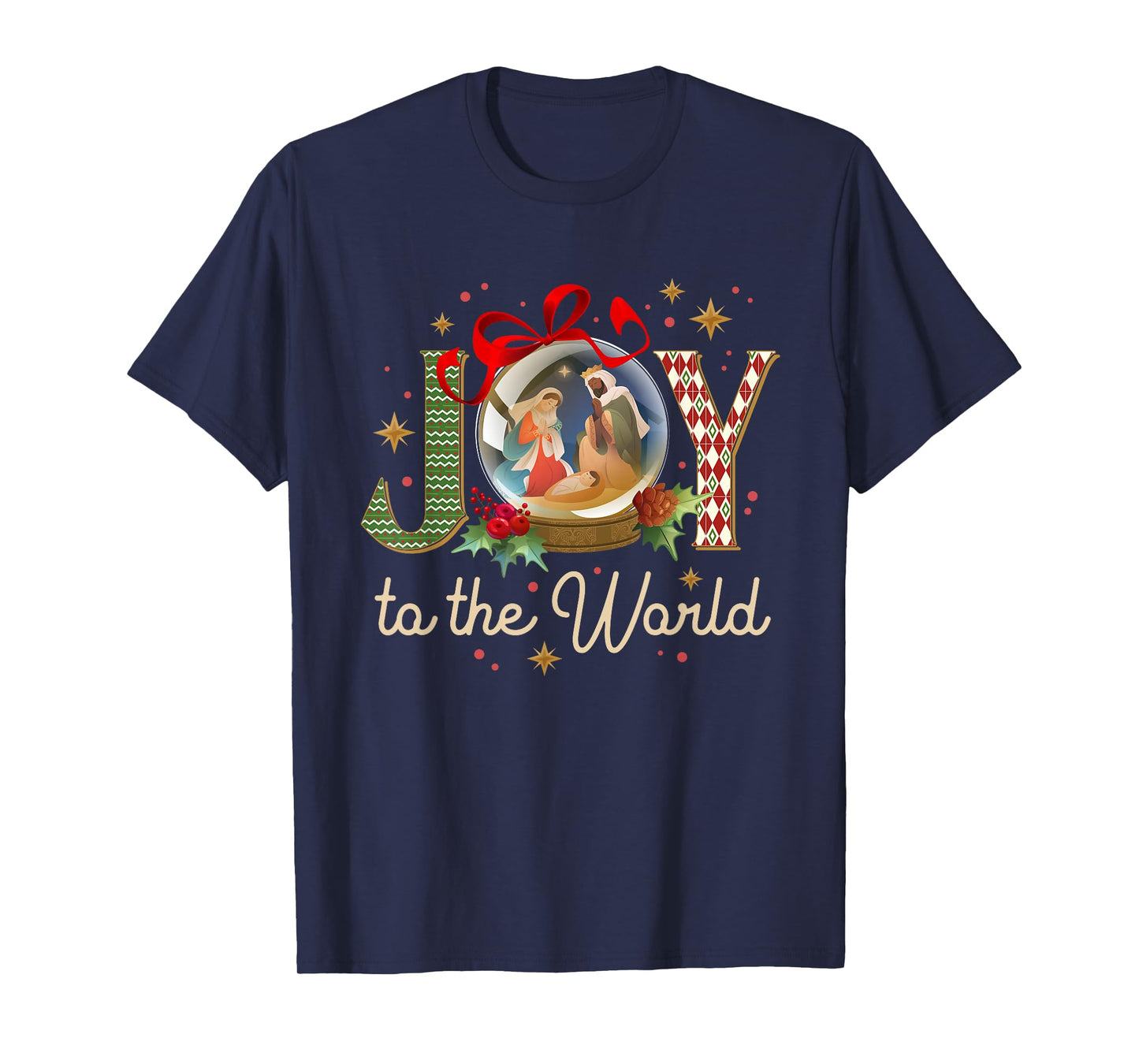Joy to The World Christmas Holiday Christian Nativity Scene T-Shirt