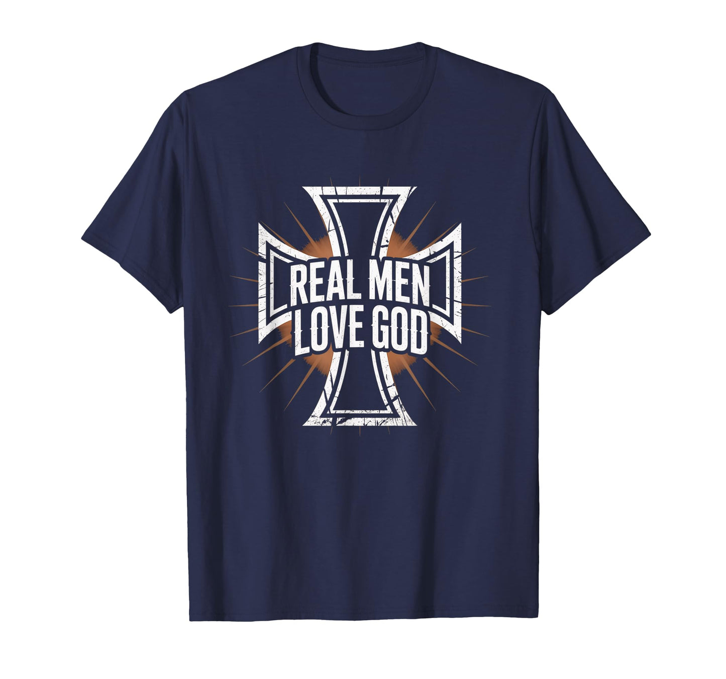 Christian Faith Real Men Love God Cross Design T-Shirt