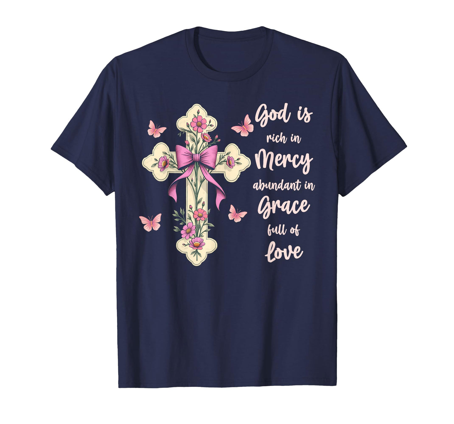 God Is Full Of Grace, Mercy, And Love Chinoiserie Cross T-Shirt