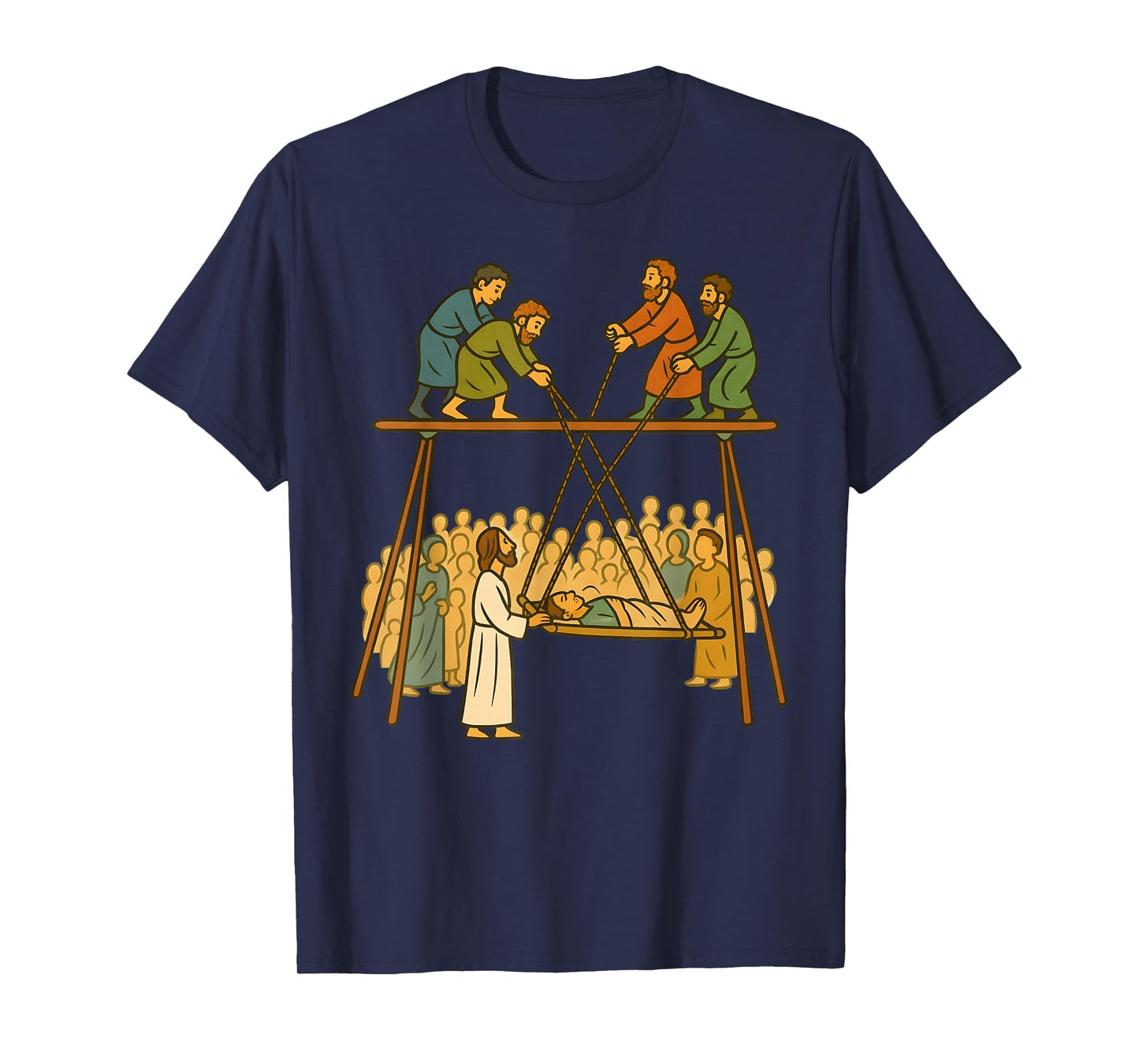 Faith of Four Jesus Heals the Paralyzed Man Christian Story T-Shirt