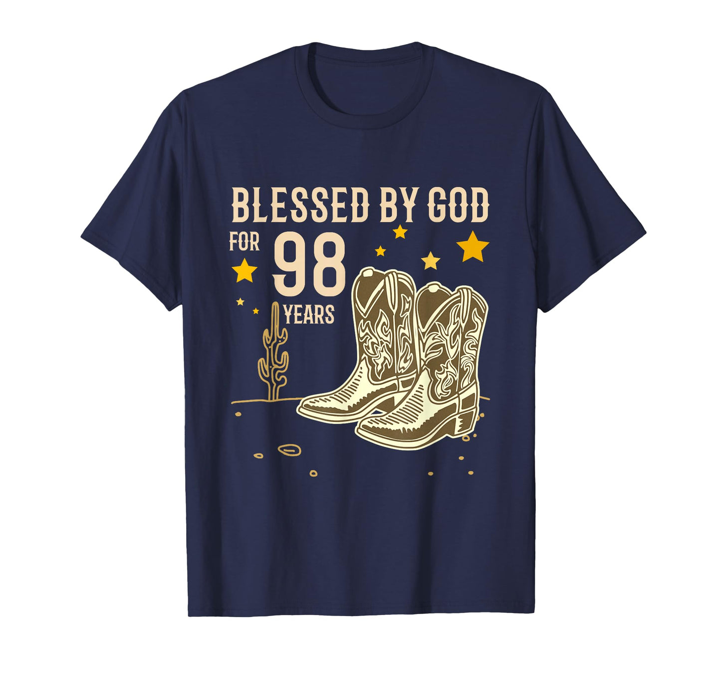 Vintage Blessed by God for 98 Years Cowboy 98th Birthday Men T-Shirt