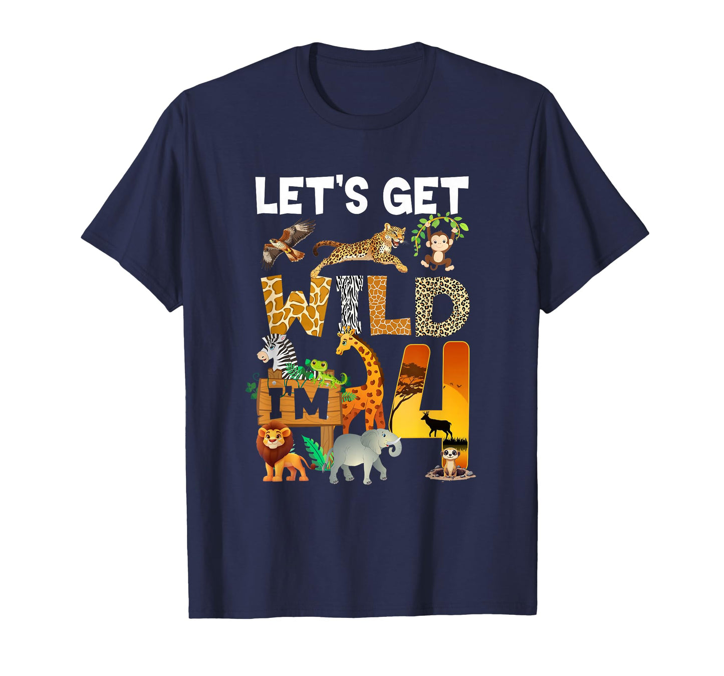4 Year Old Zoo Birthday Safari Jungle Animal 4Th Bday T-Shirt
