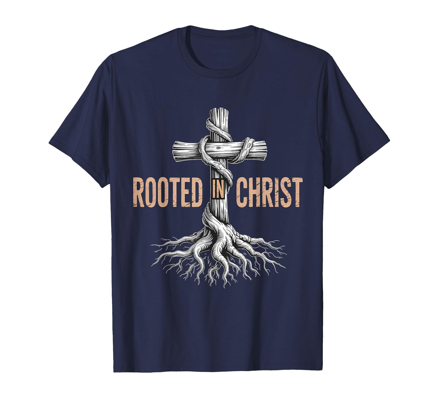 Rooted in Christ Jesus Cross Christian Faith T-Shirt
