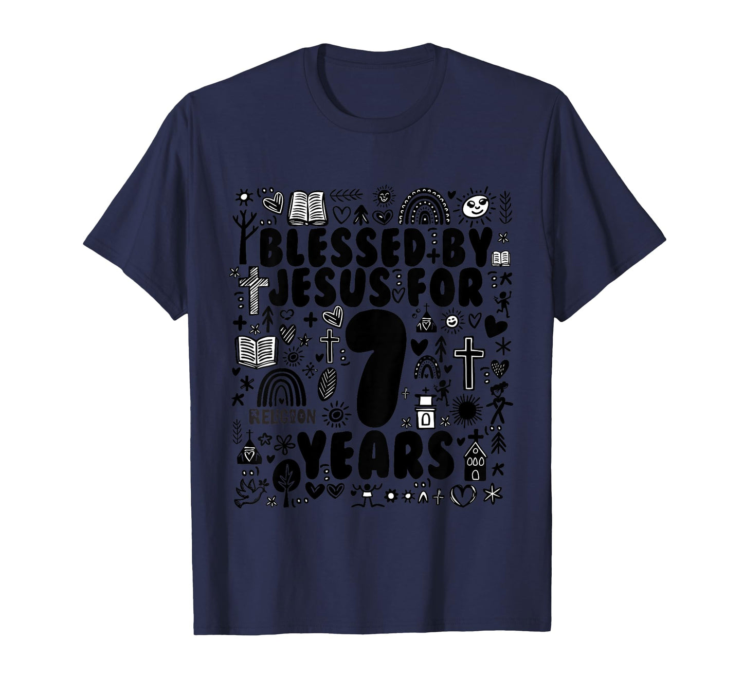 Kids BLESSED BY JESUS FOR 7 YEARS Birthday T-Shirt