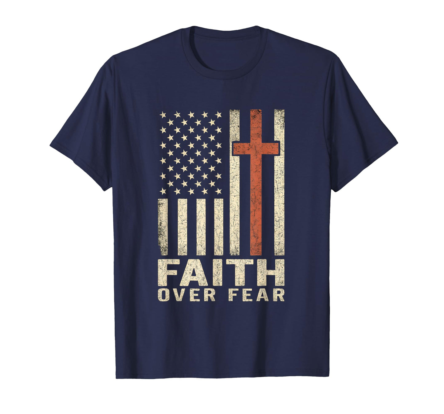 America Pride US Flag Faith Over Fear Christian Prayer T-Shirt