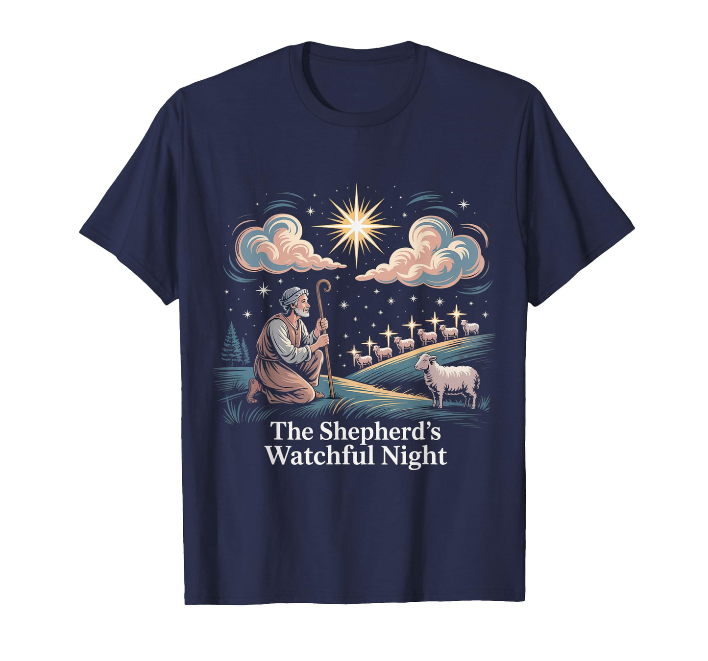 The Shepherd’s Watchful Night Nativity Design T-Shirt