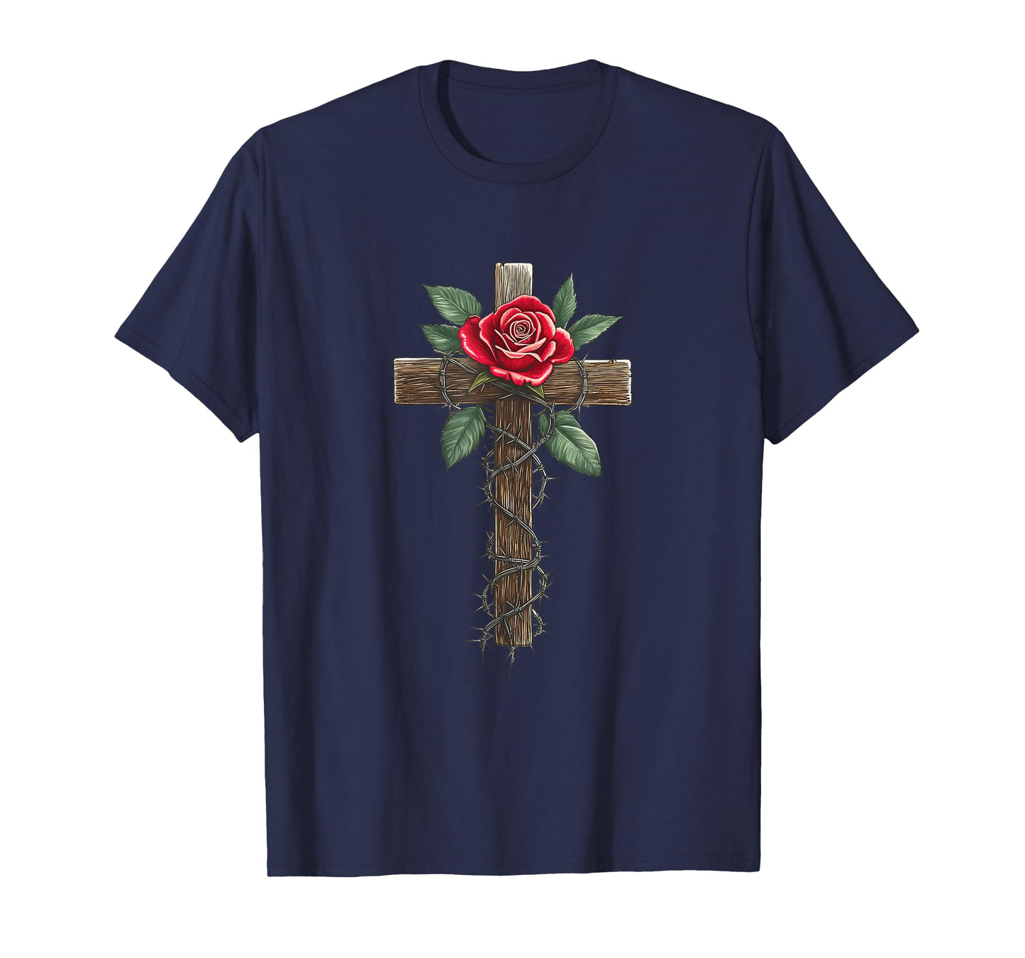 Cross with Rose and Thorns T-Shirt