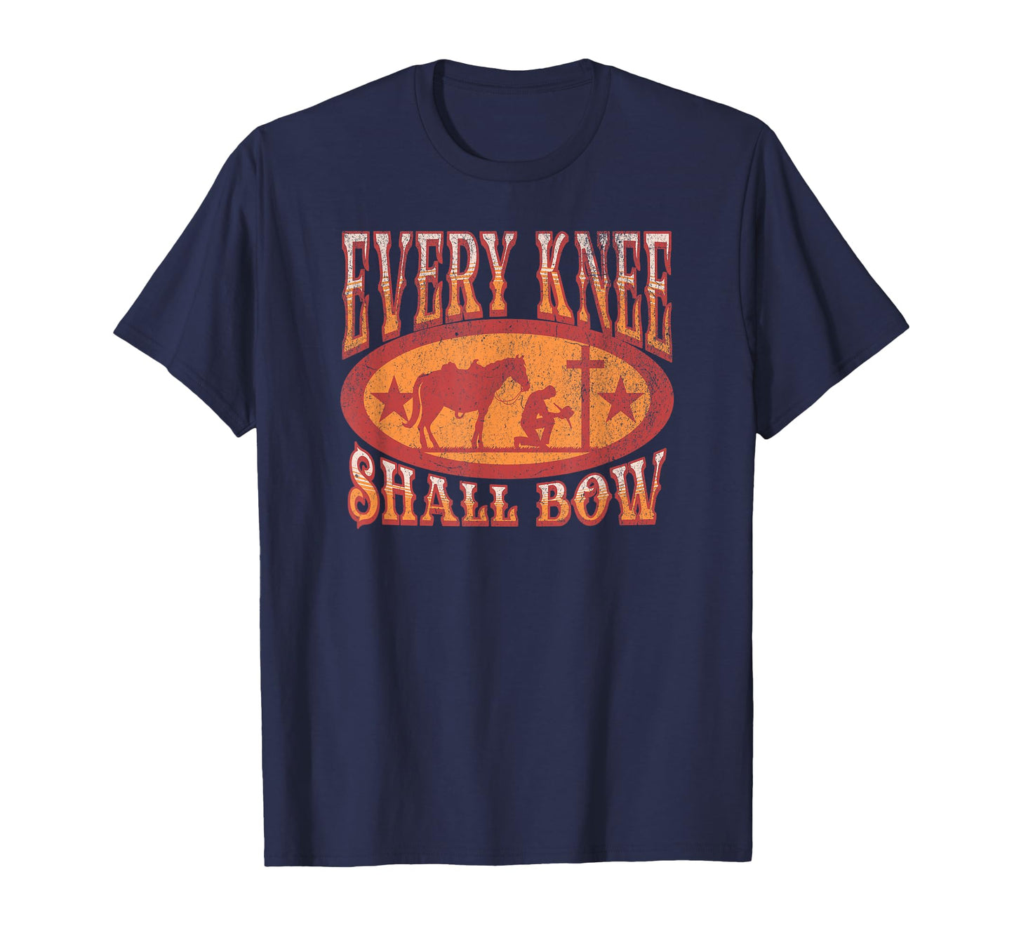 Christian Cowboy Kneeling at Cross Western Bible Verse Faith T-Shirt