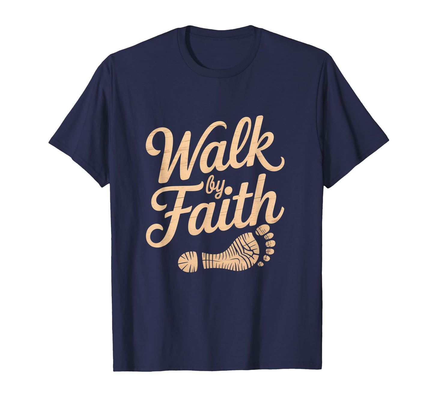 Walk by Faith Footprint Christian Graphic Tee T-Shirt