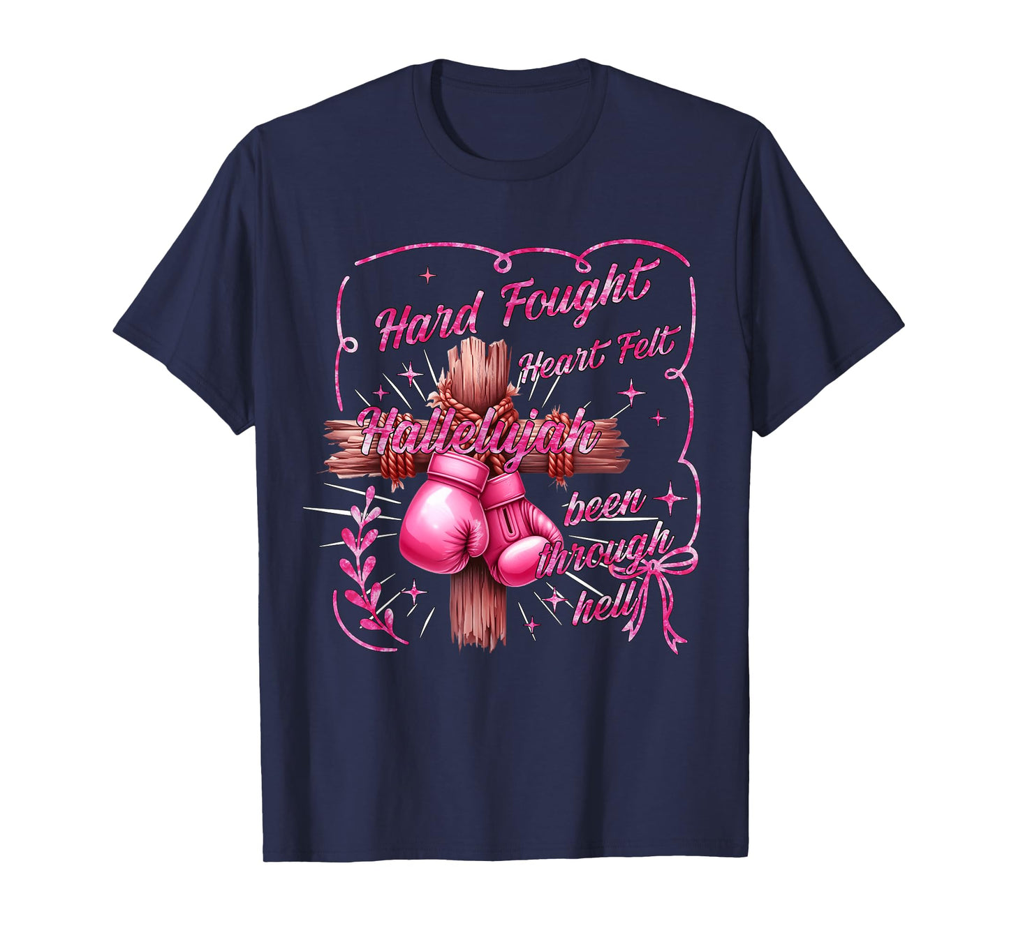 Brandon Hard Fought Hallelujah Praise Jesus Coquette Bow T-Shirt