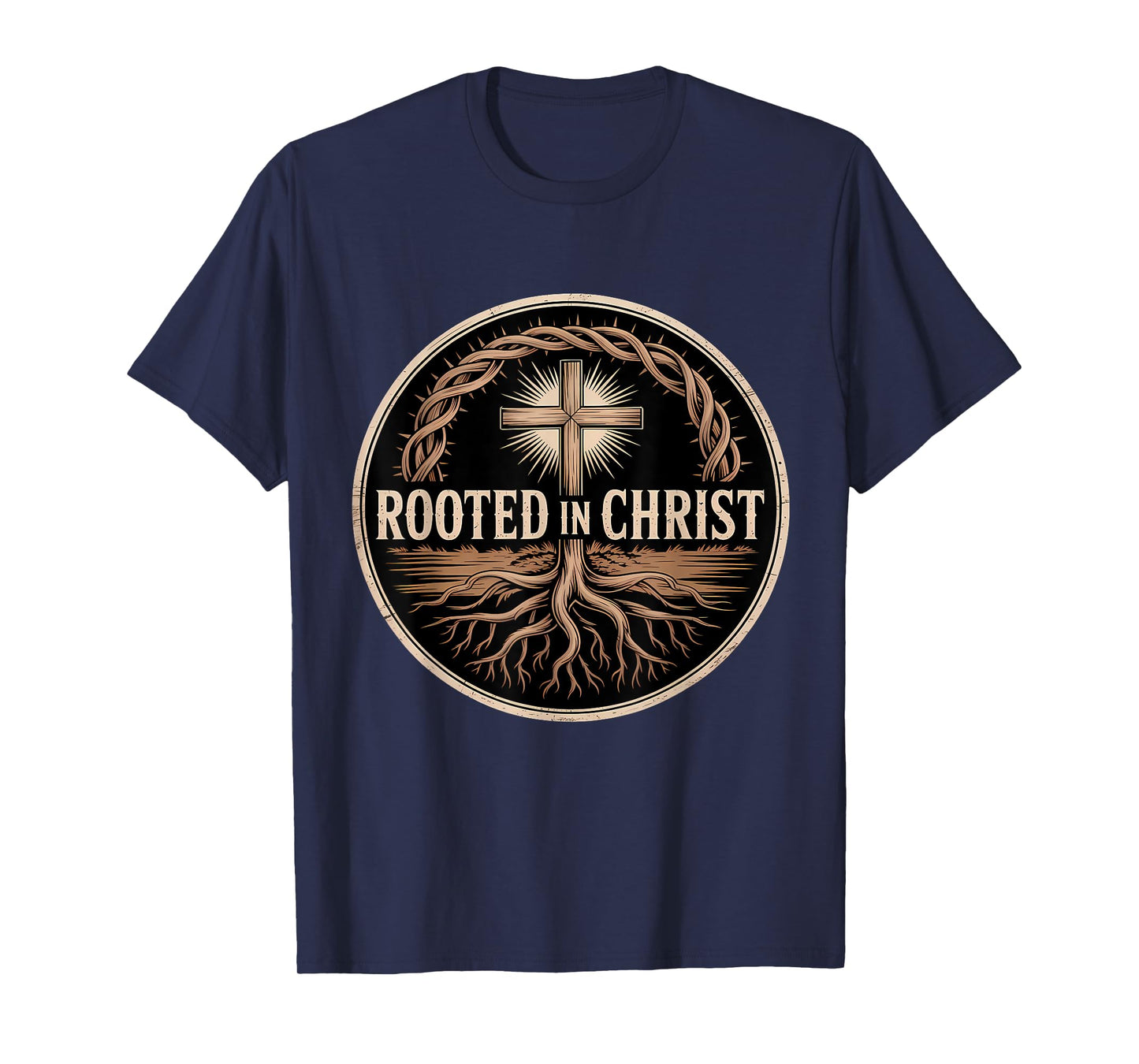 Rooted in Christ Jesus Cross Christian Faith T-Shirt