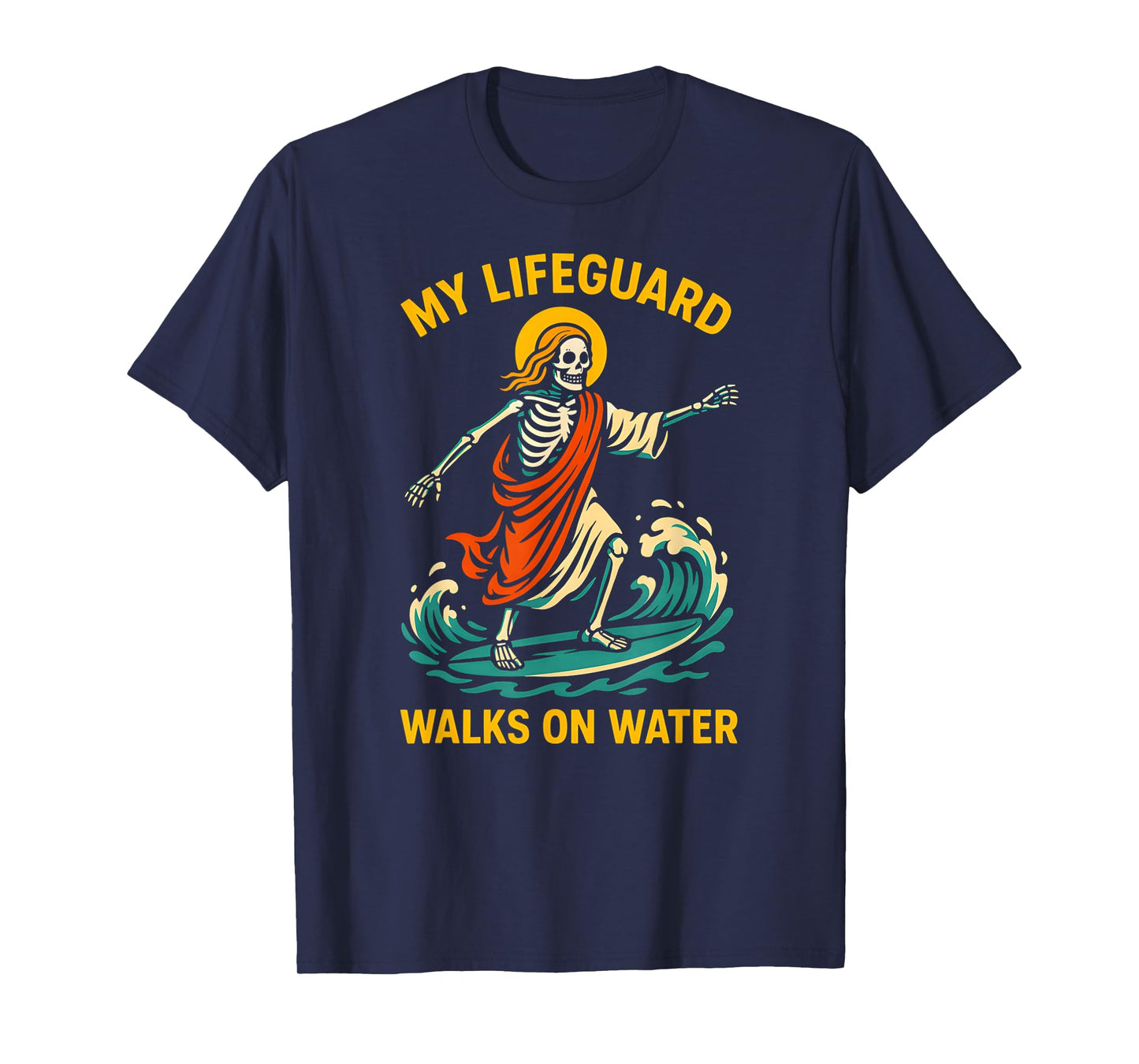 Jesus My Lifeguard Walks on Water Fun Mens Christian Faith T-Shirt