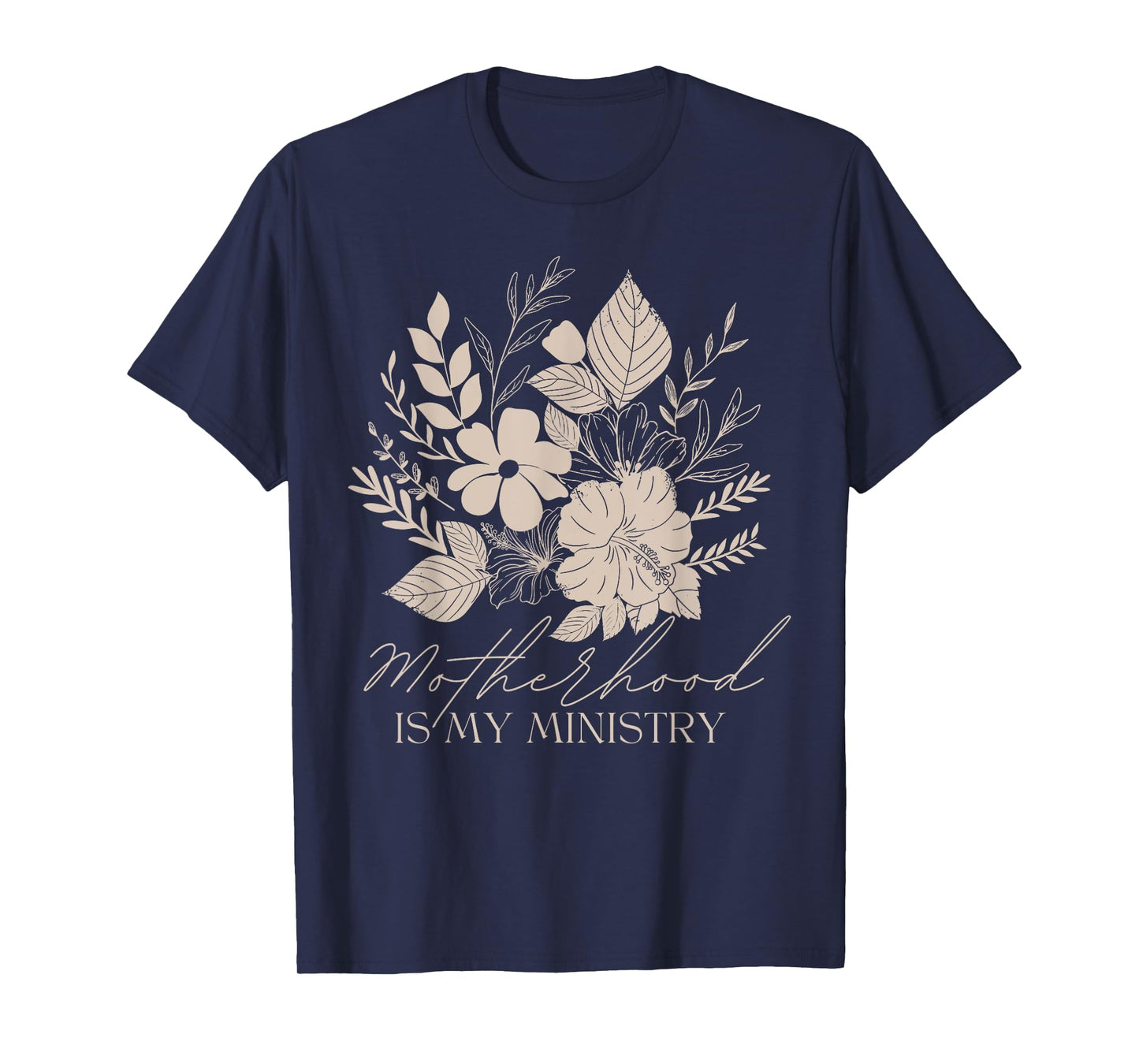 Retro Motherhood is My Ministry Mama Flowers Christian Mom T-Shirt