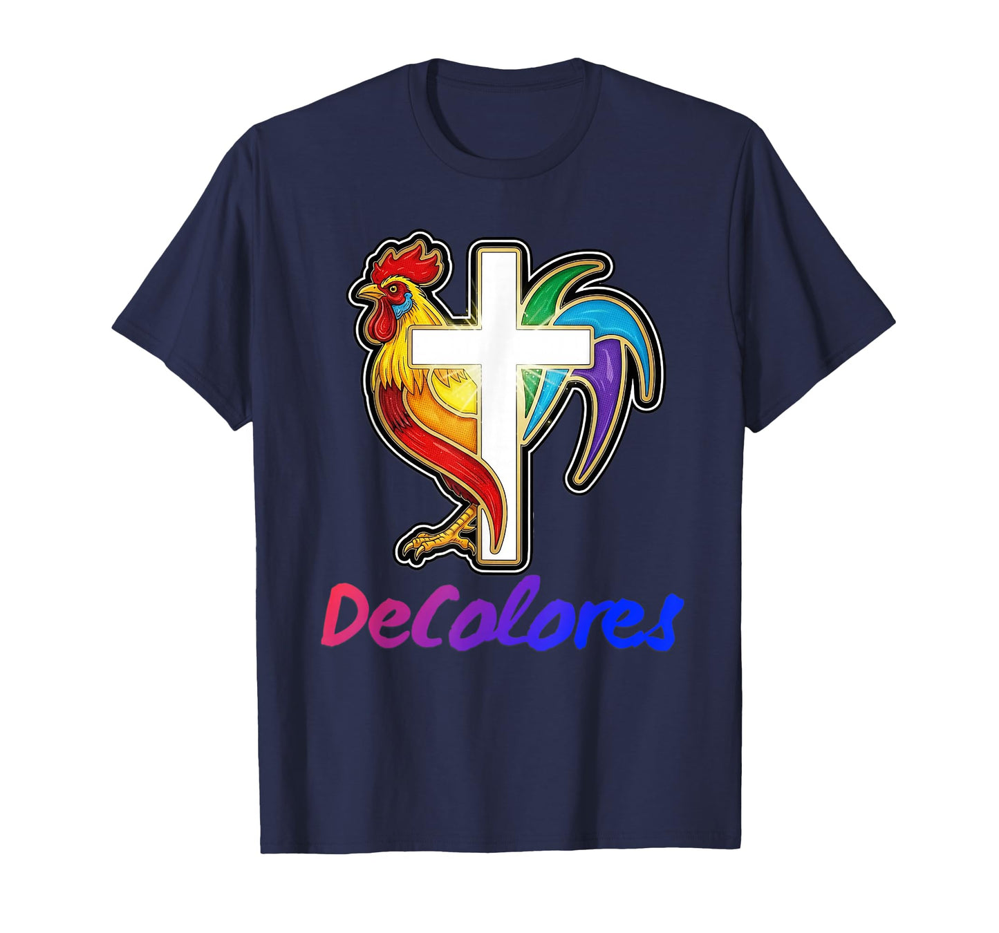 DeColores Cursillo Rainbow Rooster Catholic T-Shirt