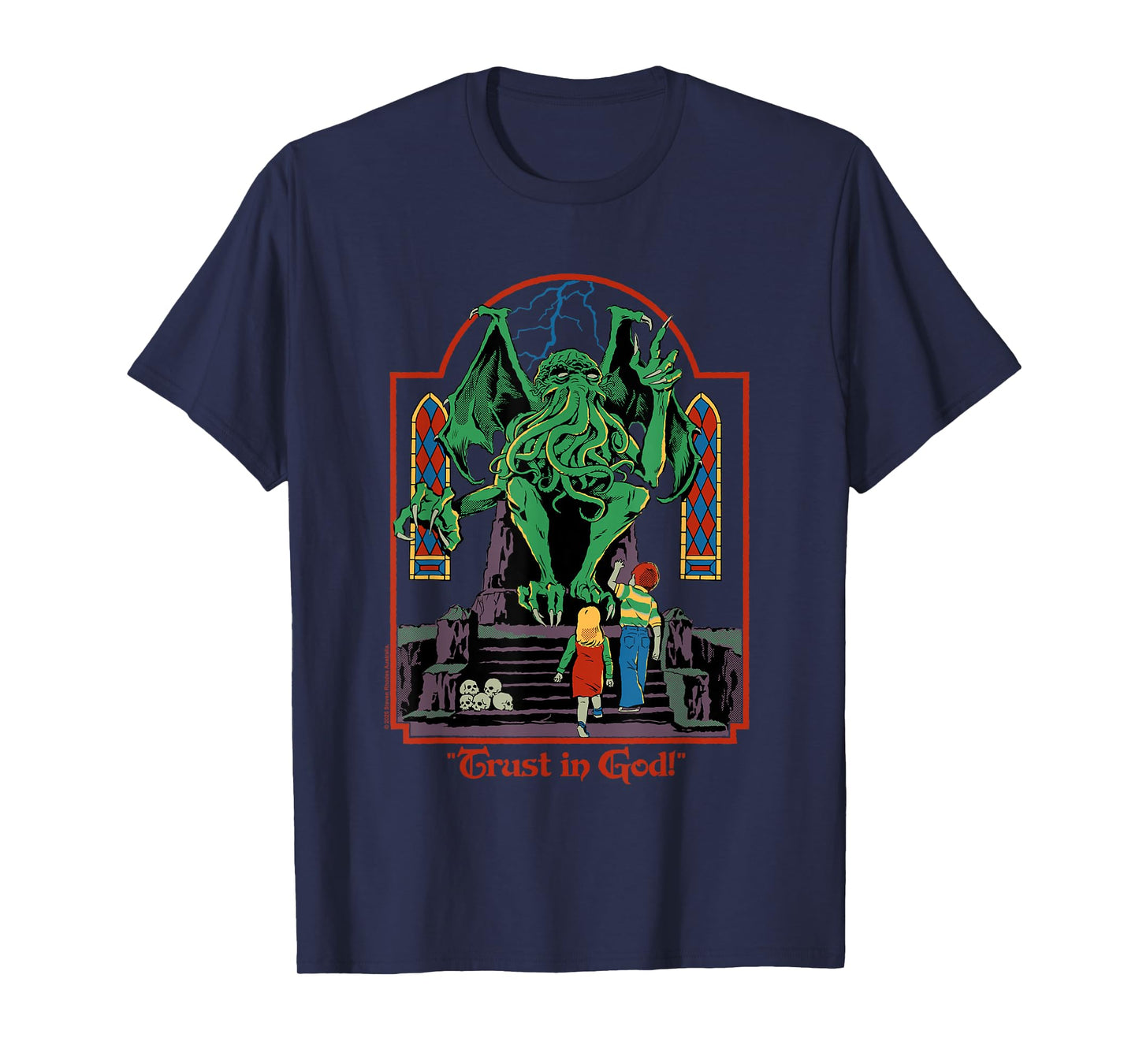 Trust in God Alien Sarcastic Retro Vintage Funny Adult Humor T-Shirt