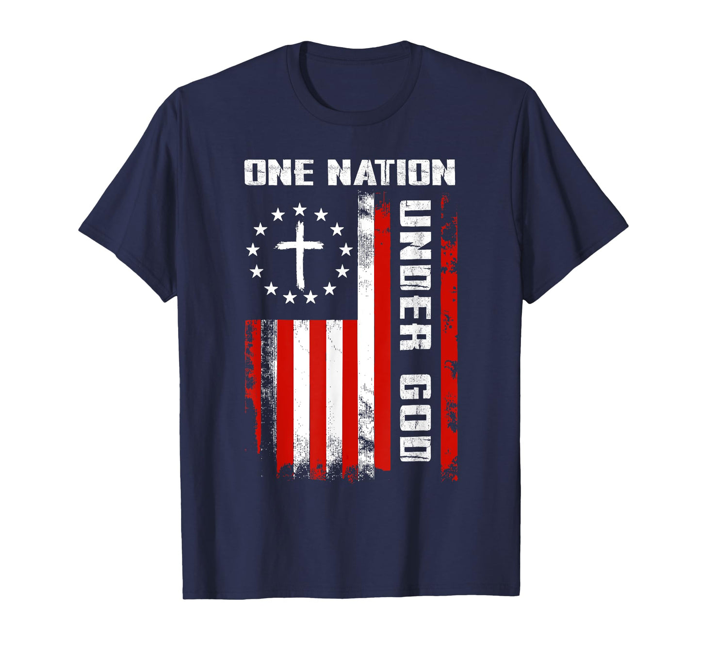One Nation Under God American Flag Cross 4th Of July T-Shirt