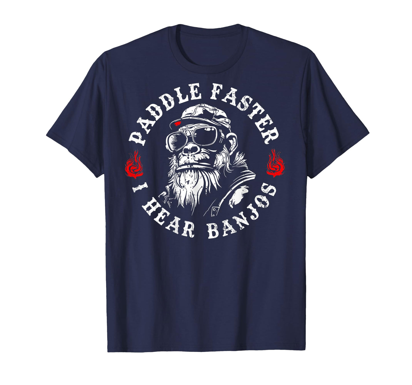 Paddle Faster I Hear Banjos Funny Monkey (On Back) T-Shirt