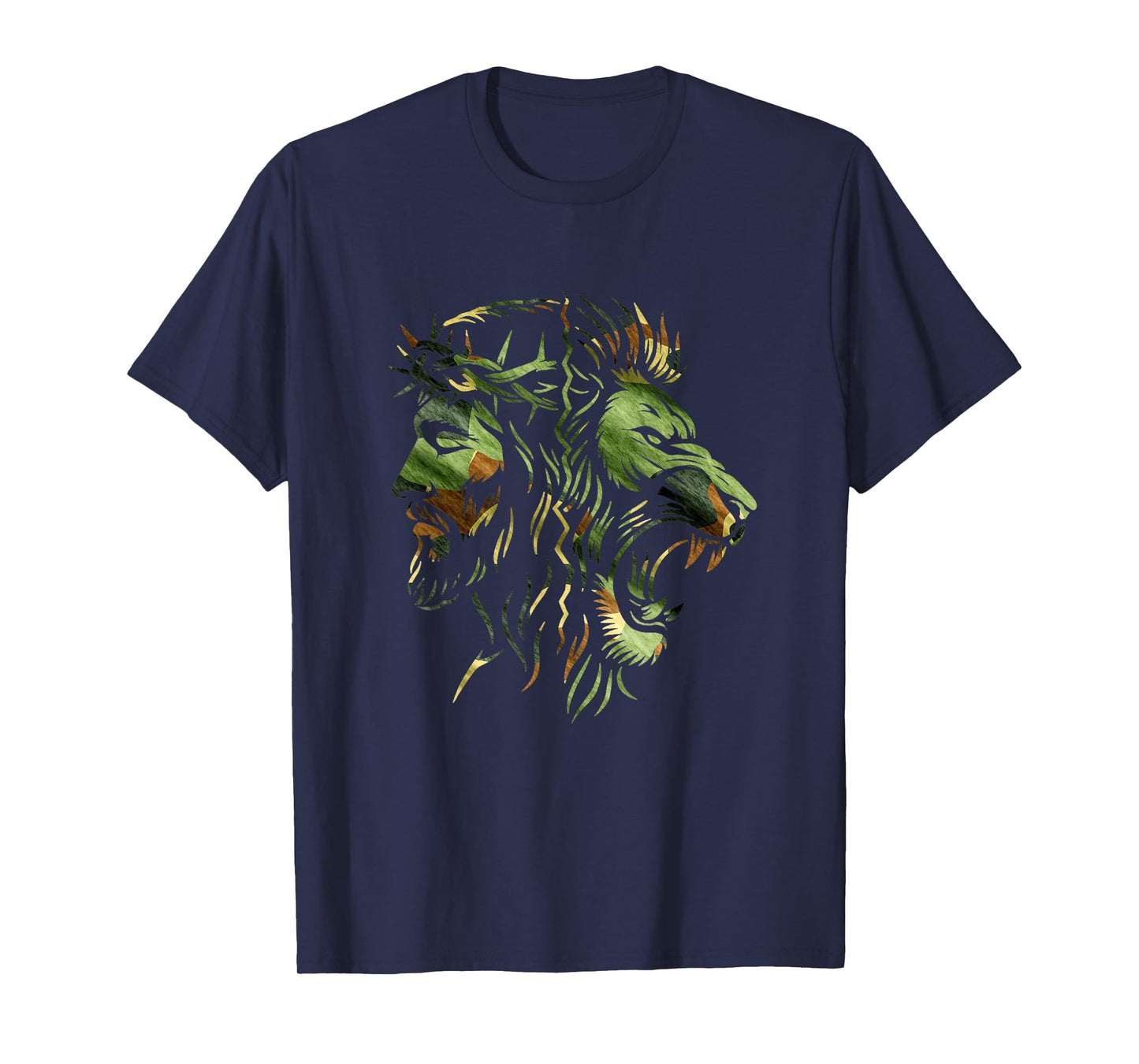 Christian Lion Jesus Crown Camo Faith Design T-Shirt