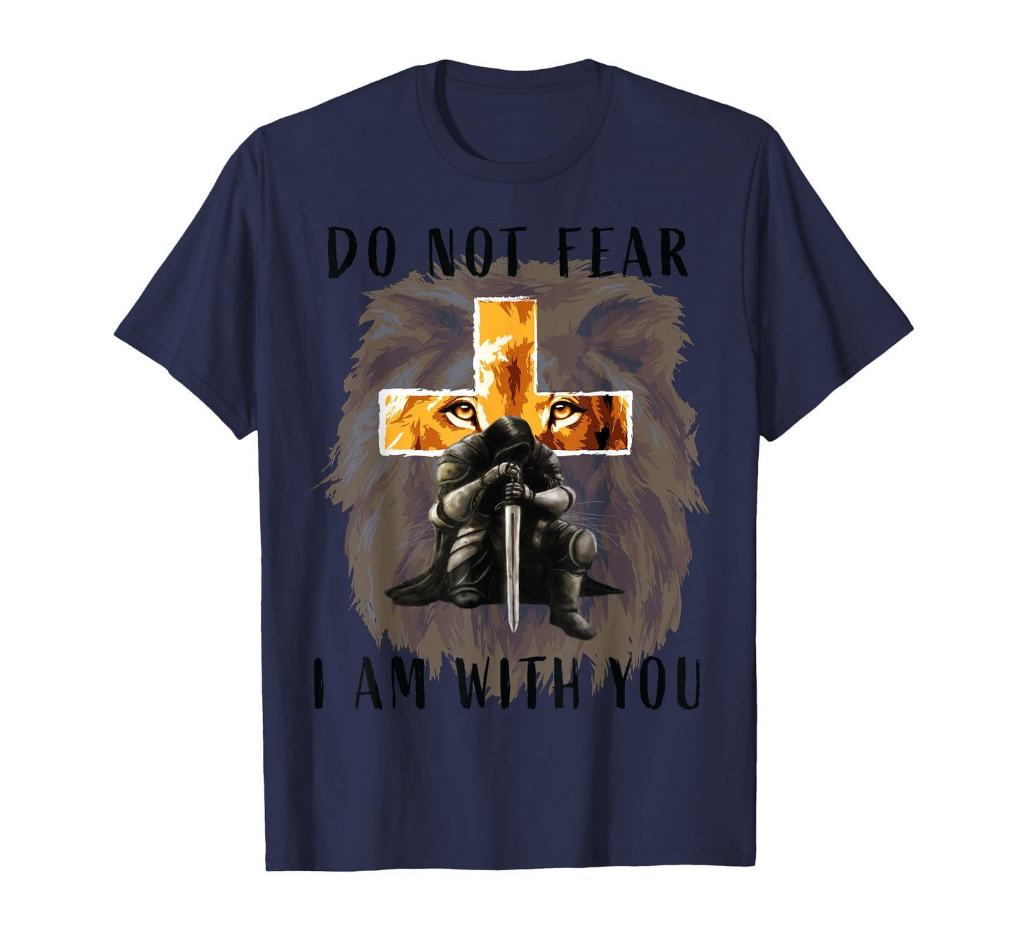 Christian Bible Verse Men Lion Faith Fear Religious T-Shirt