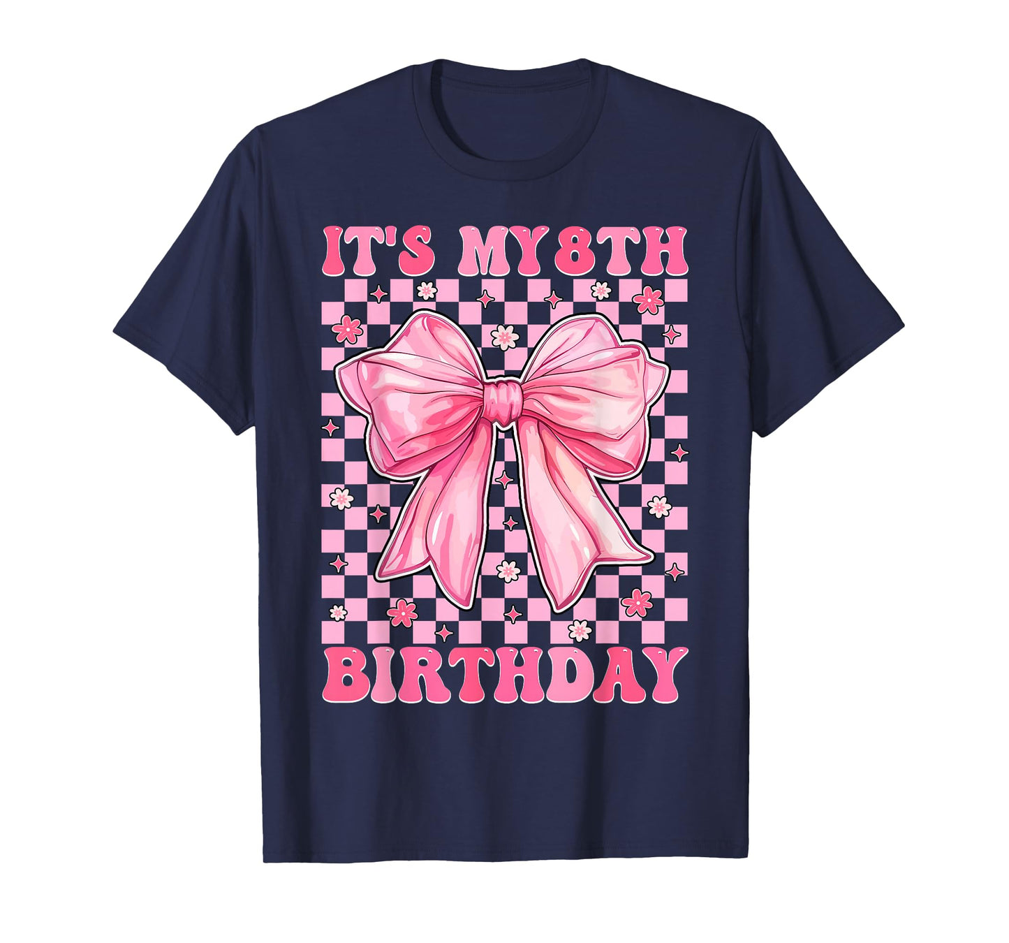 Birthday Girls Pink Coquette Bow It's My 8Th Birthday Girl T-Shirt