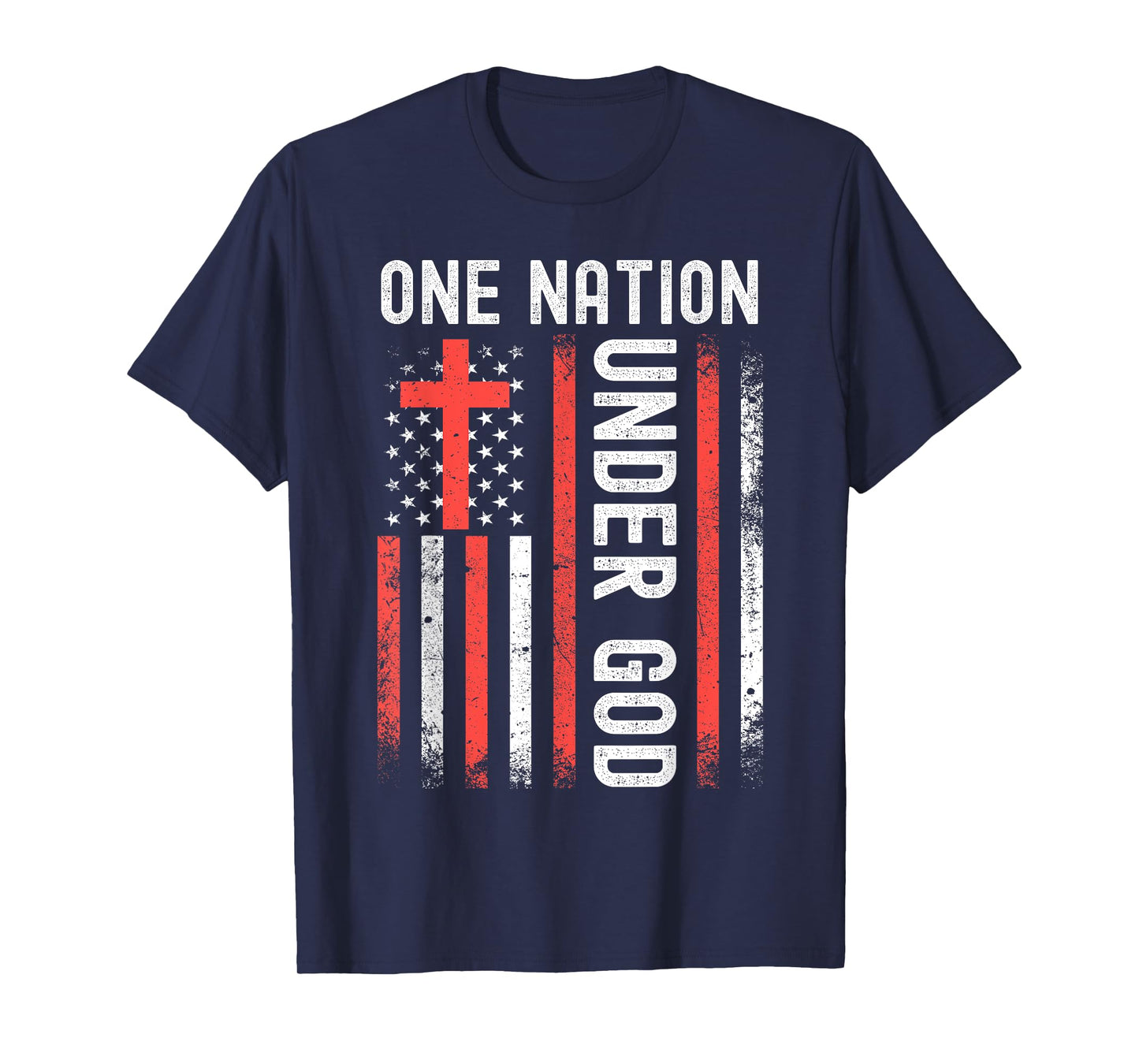 One Nation Under God Flag 4th Of July Patriotic Christian T-Shirt