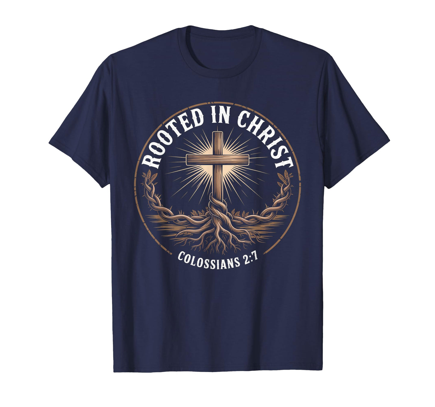 Vintage Stamp Rooted in Christ, Jesus Shirts Christian Cross T-Shirt