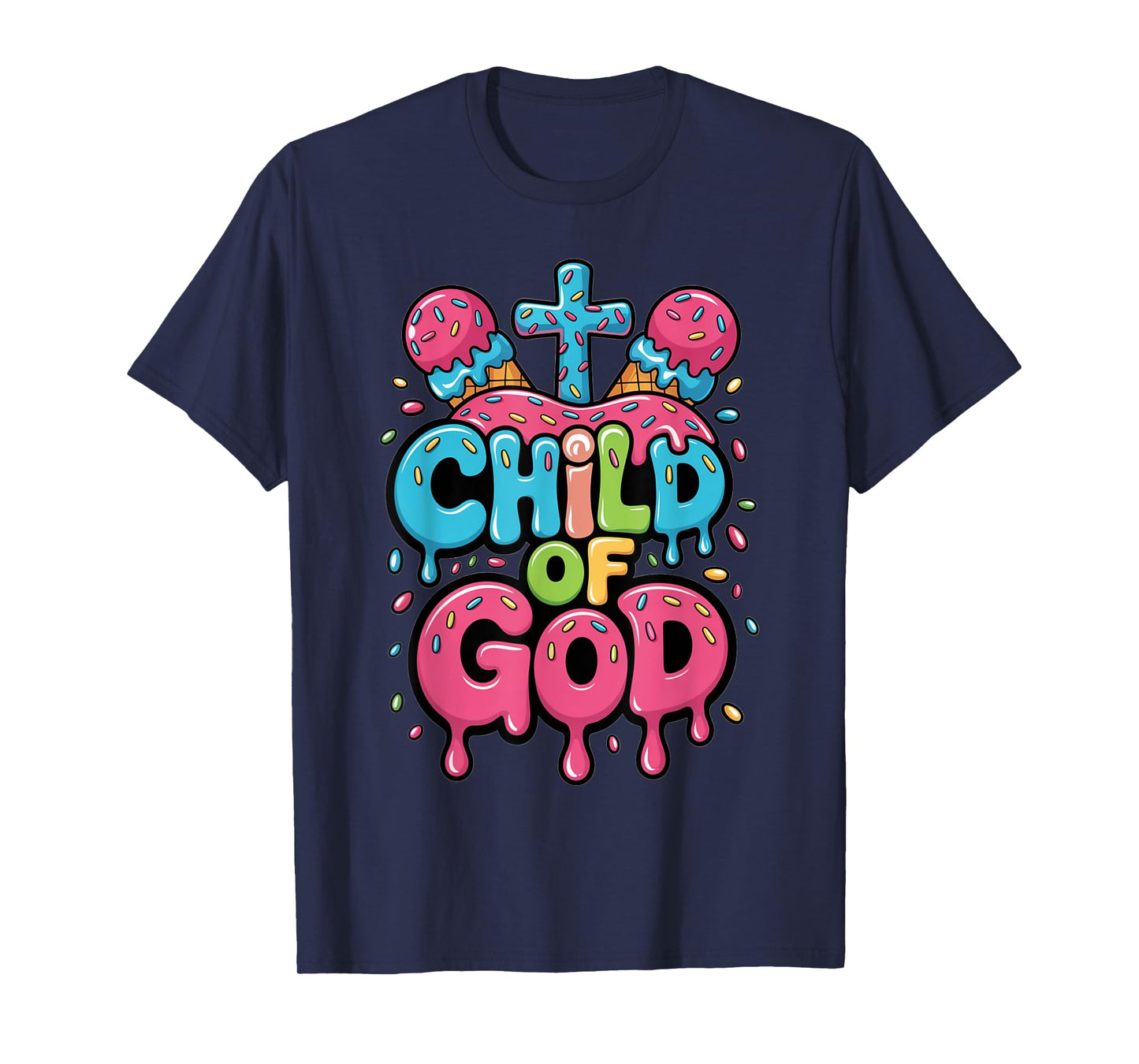 Child of God Ice Cream Christian Drip Kids Jesus Youth Boys T-Shirt