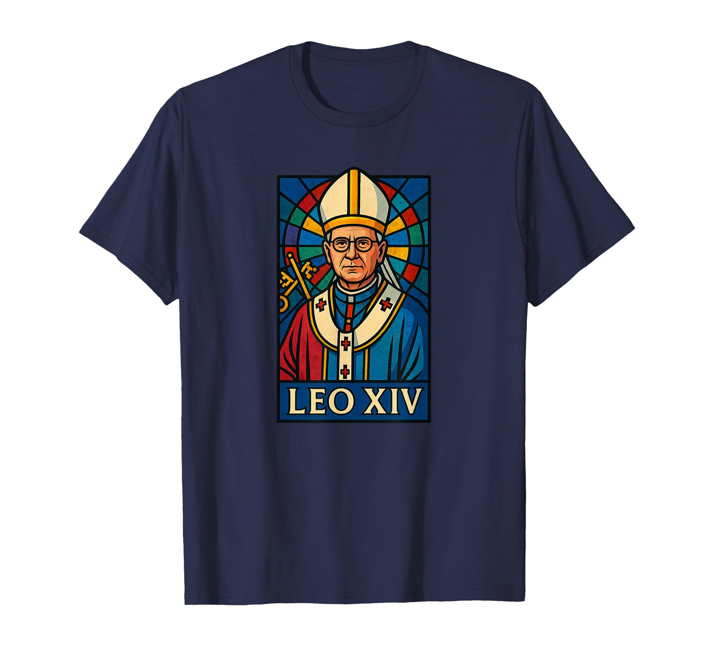 Pope Leo XIV / Christian, Rome, Vatican, Stained Glass T-Shirt