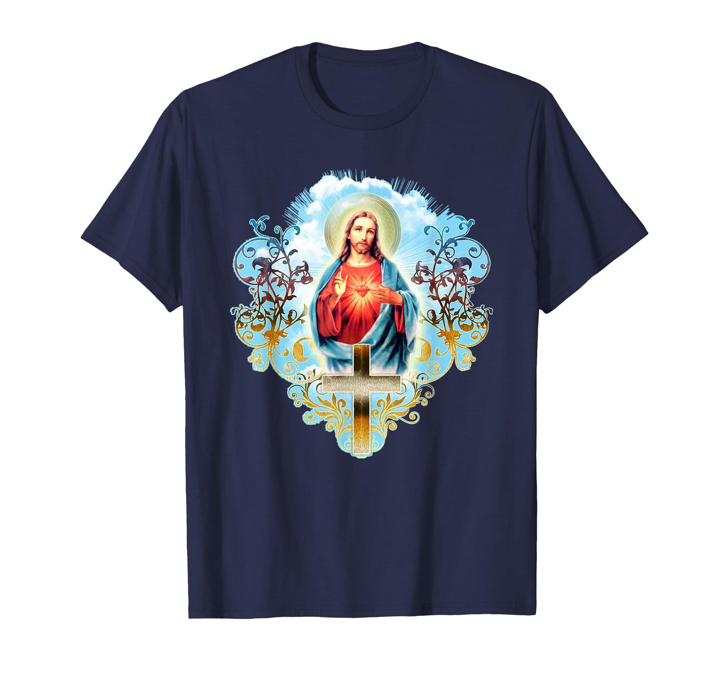Heart Jesus Christ Vintage Cross Catholic Gifts T-Shirt