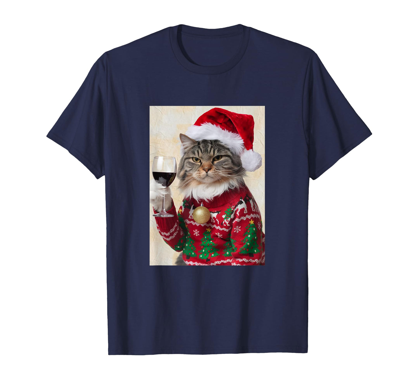 Cat Drinking Wine Cute Cat Holding Red Wine Lovers T-Shirt